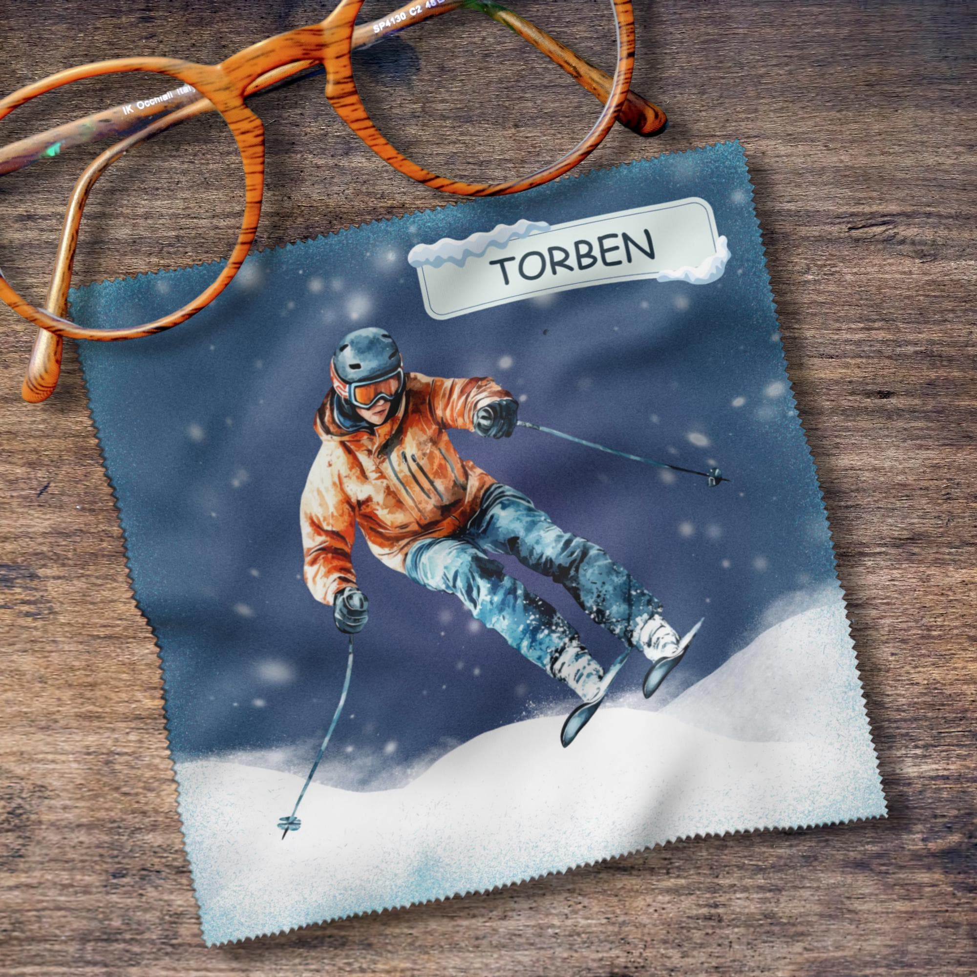Brillenputztuch personalisiert – Individuell bedrucktes Mikrofasertuch für Brillen, Displays & mehr | Perfektes Geschenk Winterurlaub #SP16P
