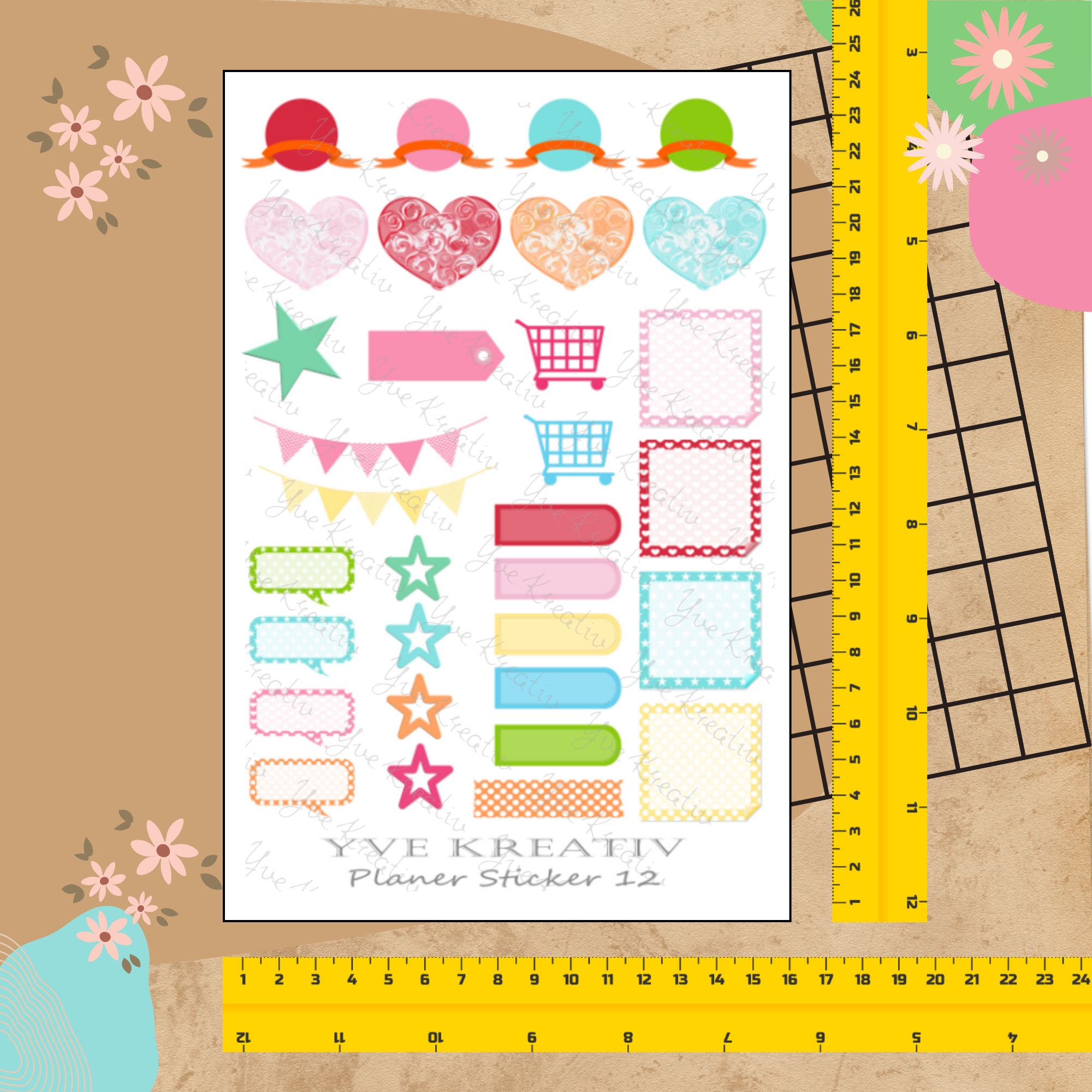 Sticker Planer | über 30 Aufkleber Sticker Bogen Set Stickerbogen  -  Wochenplaner Kalender Bullet Journaling  #SBA5