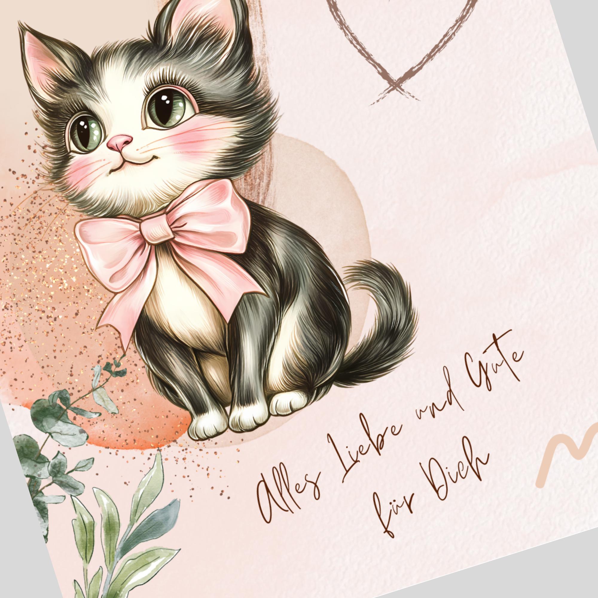 Postkarte zum Geburtstag, Grußkarte, Karte mit Katze, Grußkarte Happy Birthday auf DIN A6 Karte mit Glanzoberfläche #PHO