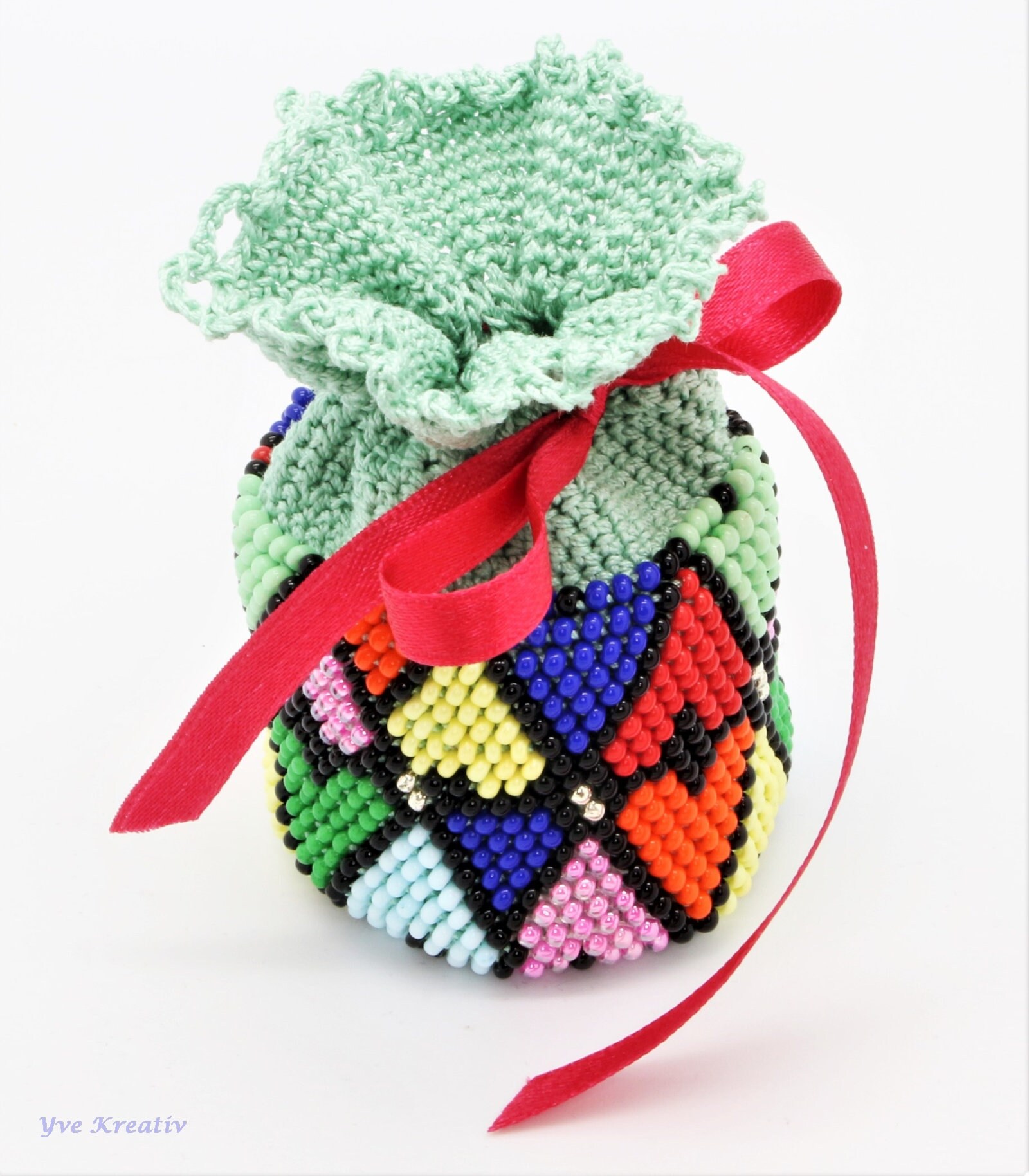 Edles Geschenk Säckchen / Schmuck Säckchen / handgehäkelt / Perlenhäkeln / Geldgeschenk / Hochzeit  #613961022