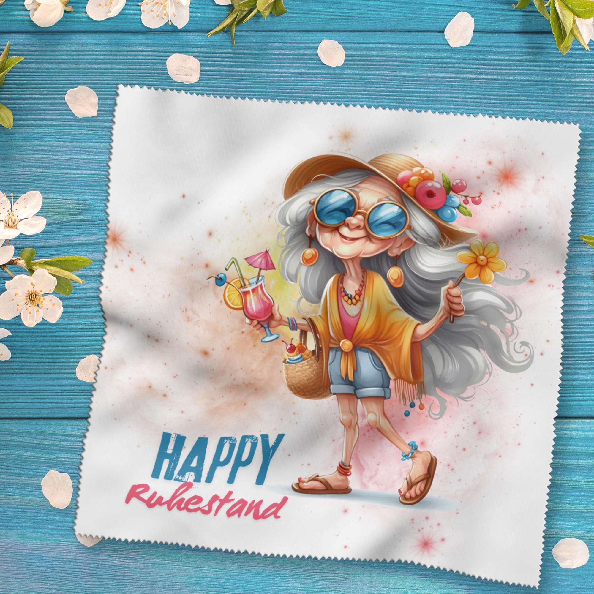 Brillenputztuch Ruhestand bedrucktes Mikrofasertuch für Brille Sonnenbrille Display Handy Geschenk zur Rente Abschied Kollegin #BE15