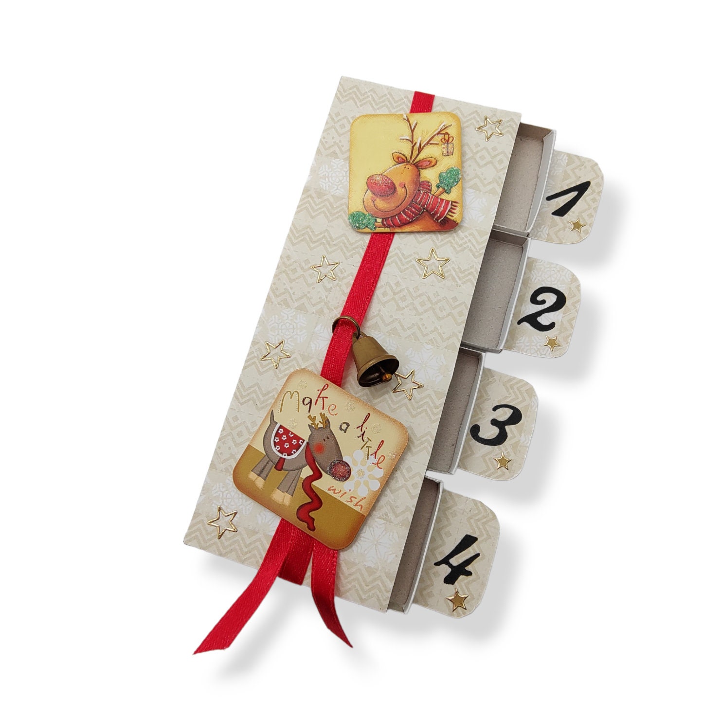 Adventskalender zum Befüllen aus 4 Streichholzschachteln