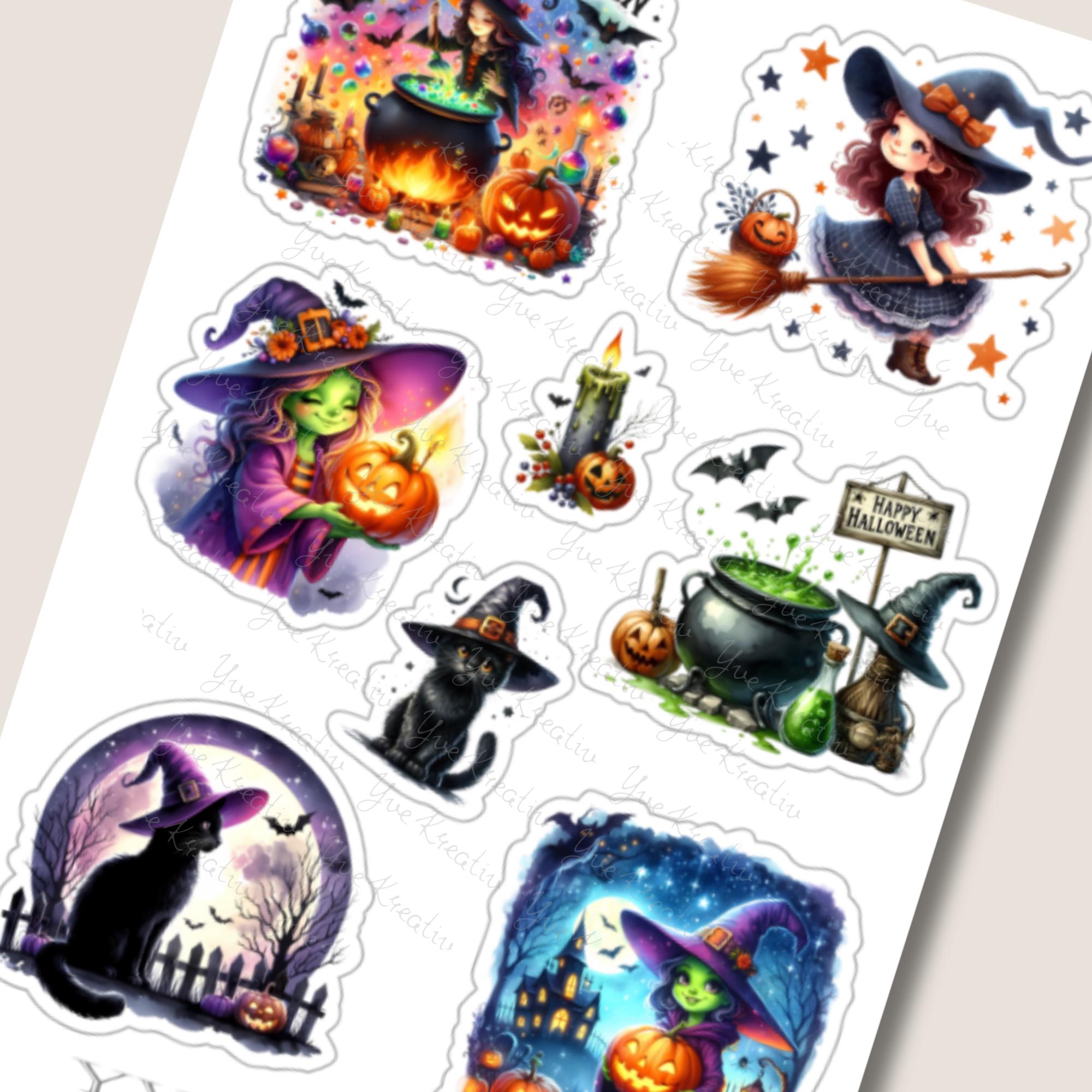 Aufkleber Halloween Stickerbogen Grusel Kürbis Geister Sticker Set - 3 Bögen zur Auswahl in Weiß - Transparent - Matt - Glanz  #SBA6