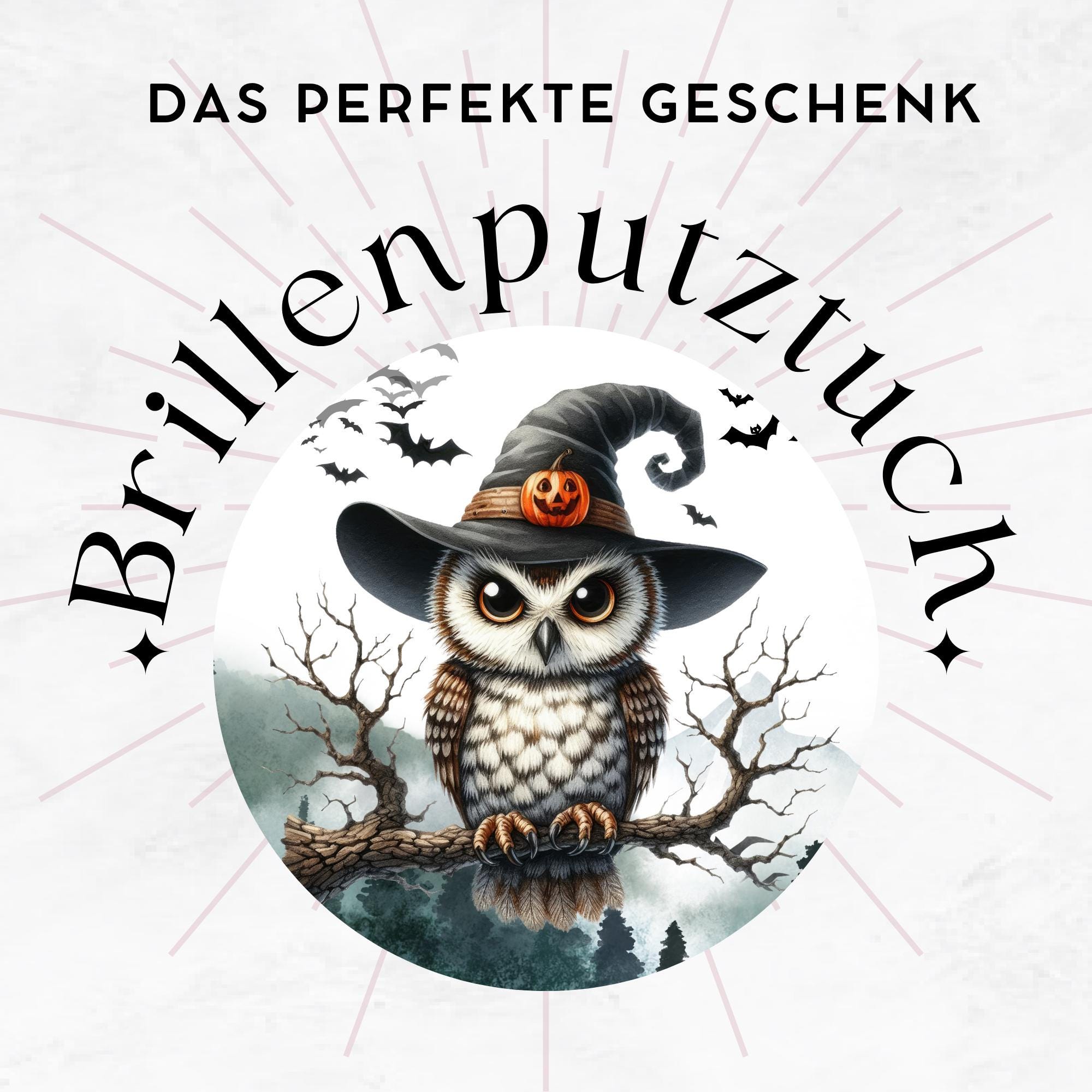 Brillenputztuch Zauberer Eule bedrucktes Mikrofasertuch für Sonnenbrille Displays Handy Eulen Geschenk Halloween Mitbringsel #TI171
