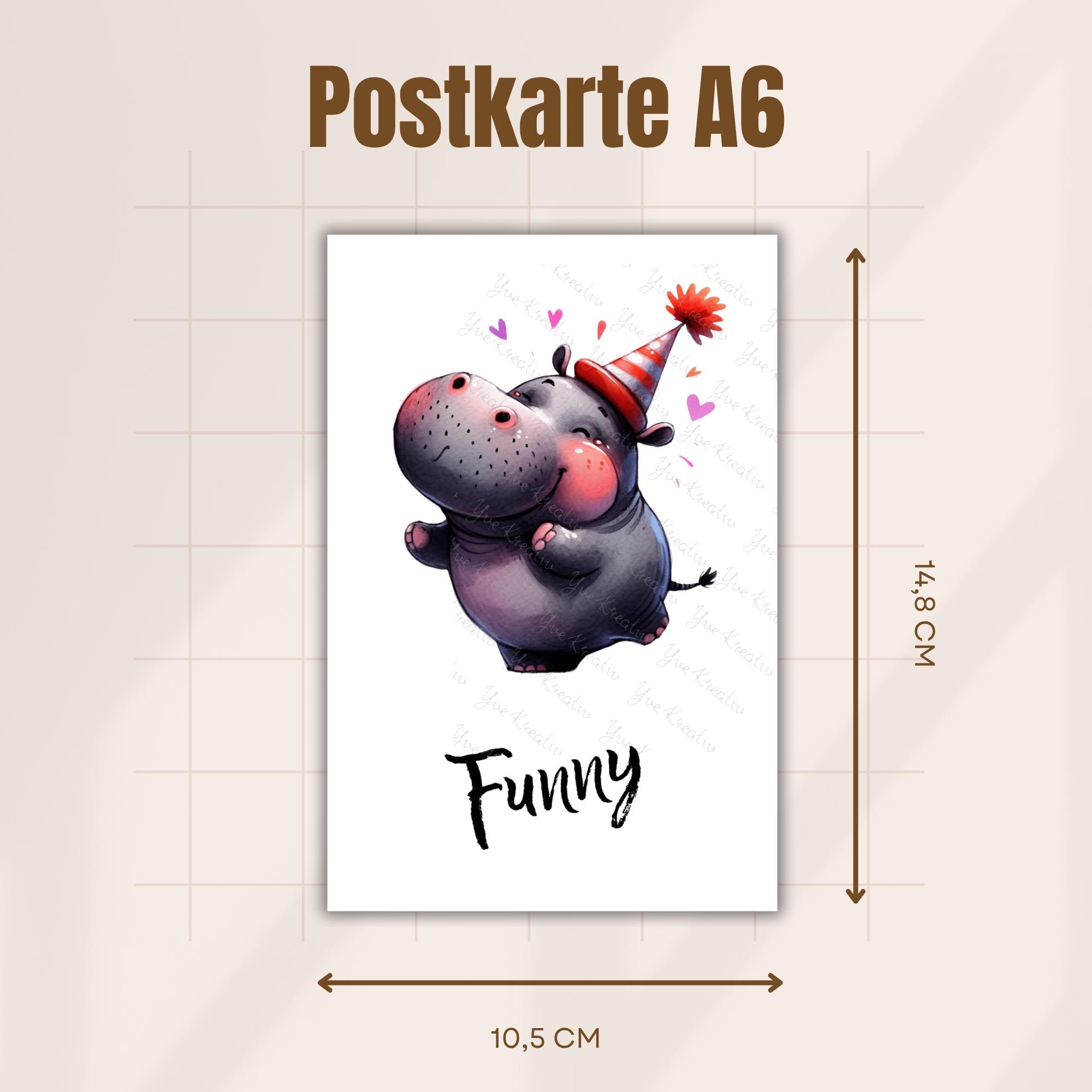 Postkarte Nilpferd Grußkarte Karte Geburtstag Freundin Gutschein Mitbringsel Nilpferd Fan I Crazy, Funny, Lovely I #PHO