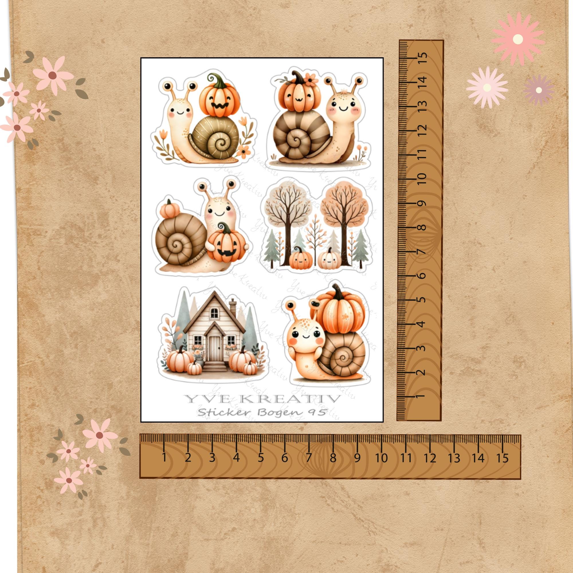 Aufkleber Waldtiere Stickerbogen Herbst Halloween Sticker Set - 3 Bögen zur Auswahl in Weiß - Transparent - Matt - Glanz  #SBA6
