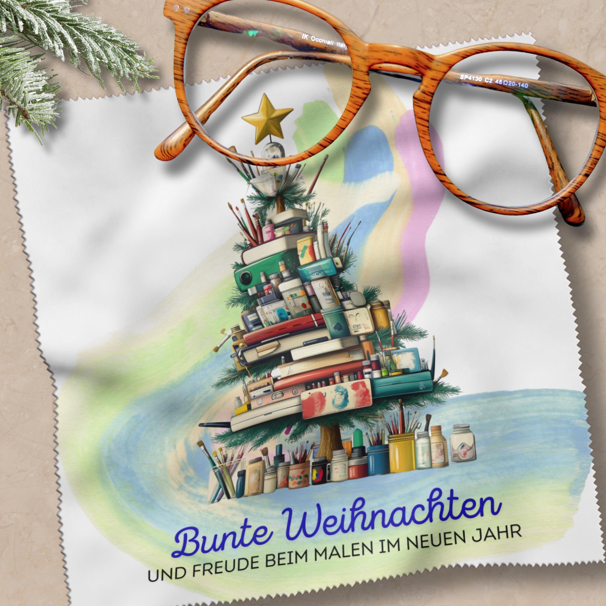 Brillenputztuch Tannenbaum Weihnachten Wichtelgeschenk Maler Geschenk Künstler bedrucktes Mikrofasertuch für Brillen Display Handy #WE19