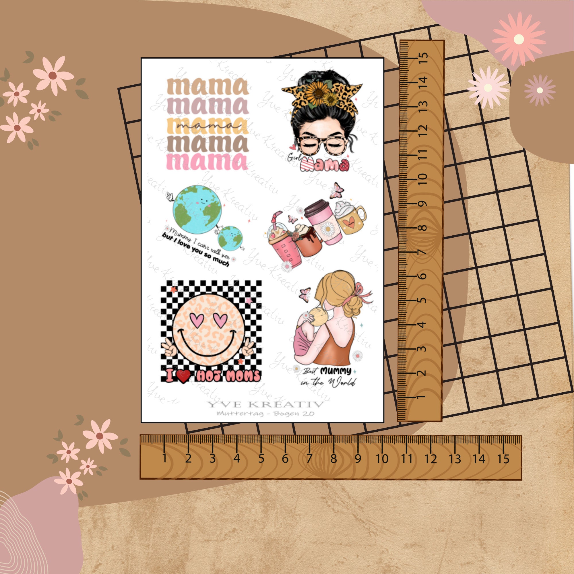 Sticker Bogen " Muttertag Best Mom " | Sticker Set - Aufkleber 3 Stickerbogen zur Auswahl in Weiß - Transparent - Matt - Glanz #SBA6