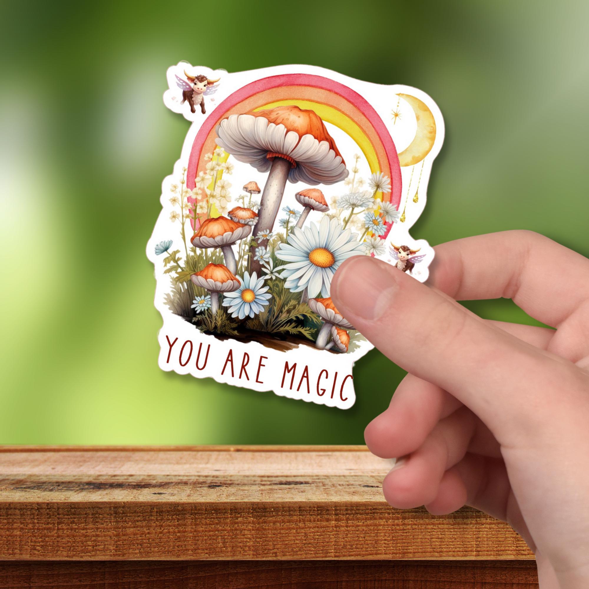 Kofferaufkleber, Geschenkaufkleber, Aufkleber Motivation, großer Pilze Sticker I zur Auswahl in Weiß oder Transparent  #SEG8