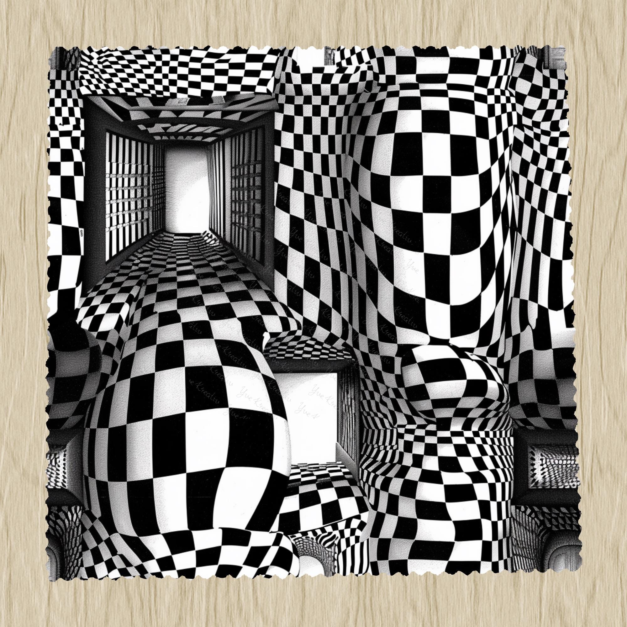 Brillenputztuch Op-Art bedrucktes Mikrofasertuch für Brille Sonnenbrille Displays Handyputztuch Brillentuch Mikrofaser Schwarz Weiß #AL69