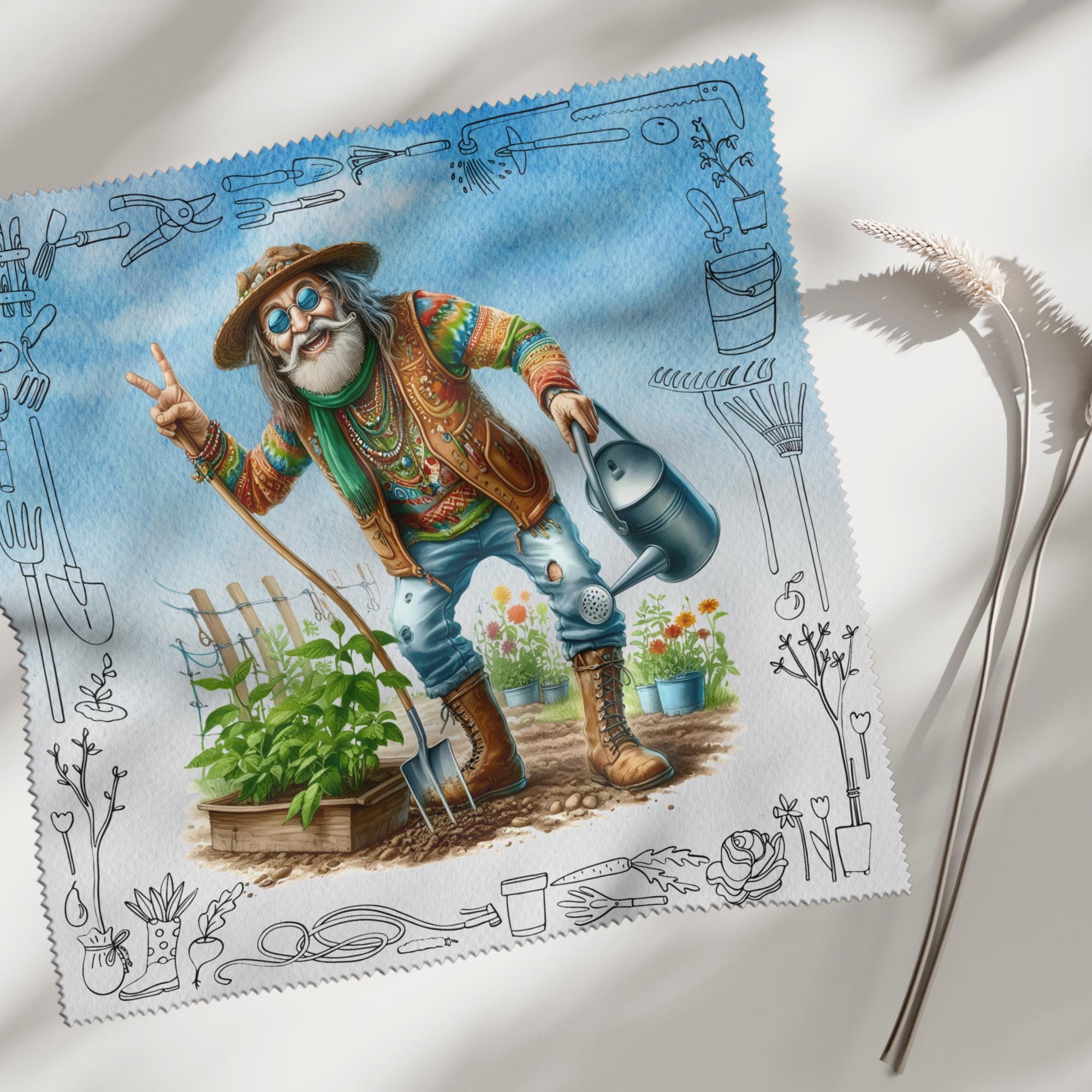 Brillenputztuch Gärtner bedrucktes Mikrofasertuch für Brillen Displaytuch Sonnenbrille Geschenk Gartenfreund Mitbringsel Opa #BE12