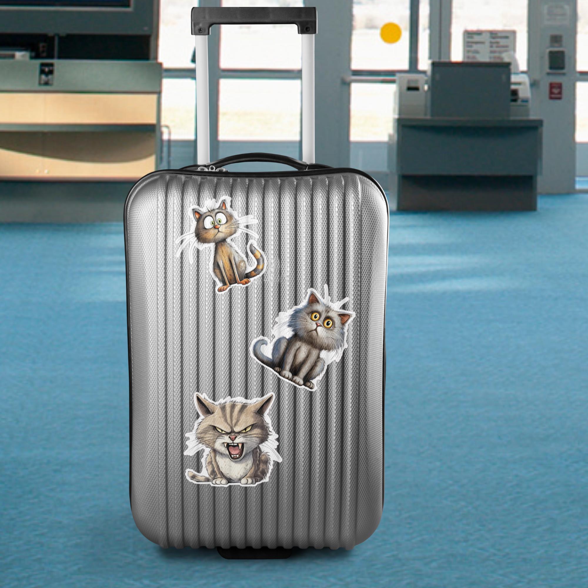 Großer Aufkleber, lustige Katze Sticker, großer Koffer Sticker, Kofferaufkleber - 3 Aufkleber zur Auswahl in Weiß oder Transparent #SEG8 Großer Aufkleber, lustige Katze Sticker, großer Koffer Sticker, Kofferaufkleber - 3 Aufkleber zur Auswahl in Weiß oder Transparent #SEG8