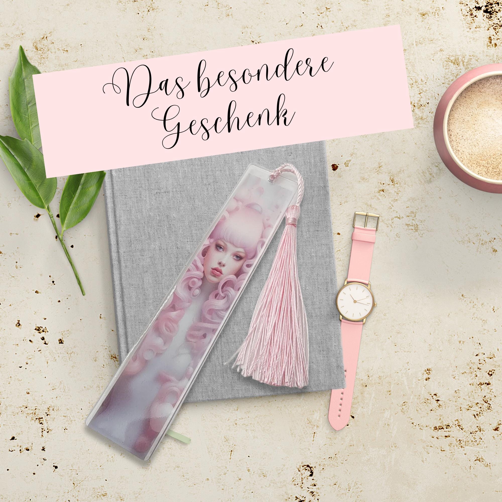 Lesezeichen aus Epoxidharz Motiv Pink Lady Geschenk Geburtstag Mitbringsel zum Buchgeschenk Geschenkidee Buchzeichen transparent #LEEPOX
