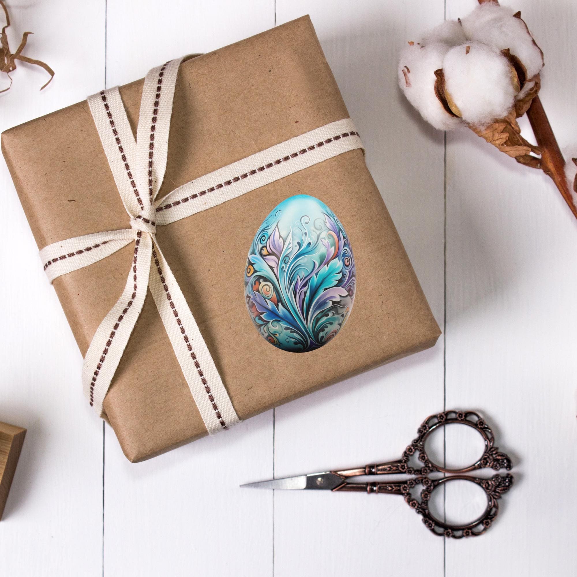 Aufkleber Ostern großer 8 cm Sticker Osterei Deko Osterfest Geschenkaufkleber Dekoei - zur Auswahl in Weiß oder Transparent  #SEG8