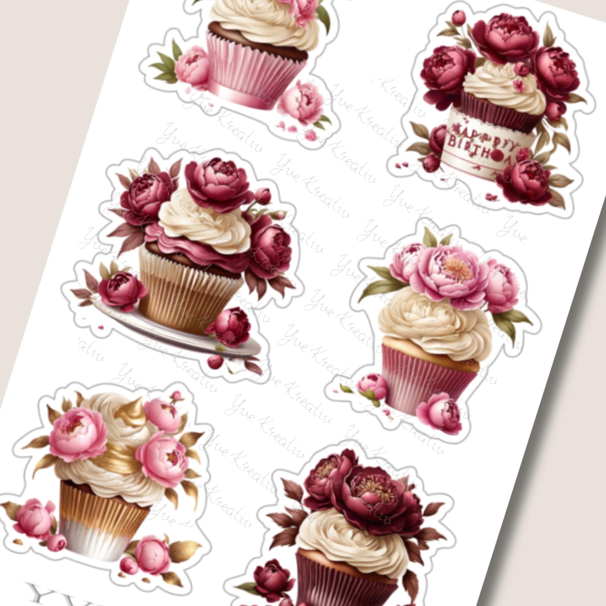 Aufkleber Cupcake Sommer Sticker Bogen Blüten Muffin Stickerbogen 3 Bögen zur Auswahl in Weiß - Transparent - Matt - Glanz #SBA6 Aufkleber Cupcake Sommer Sticker Bogen Blüten Muffin Stickerbogen 3 Bögen zur Auswahl in Weiß - Transparent - Matt - Glanz #SBA6