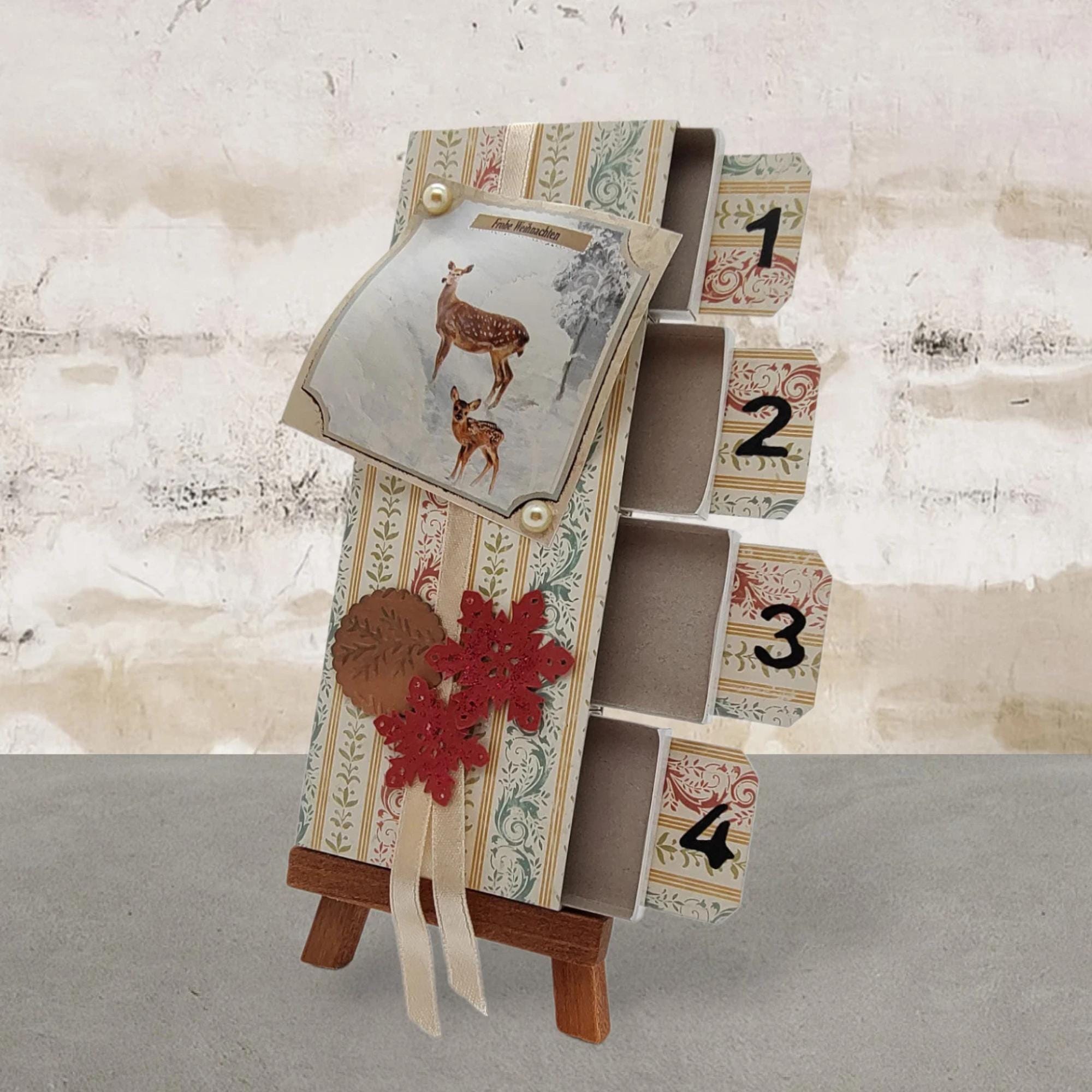 Adventskalender zum Befüllen aus 4 Streichholzschachteln Upcycling kleine Adventsgeschenke Geldgeschenk Weihnachten Mitbringsel #613960866