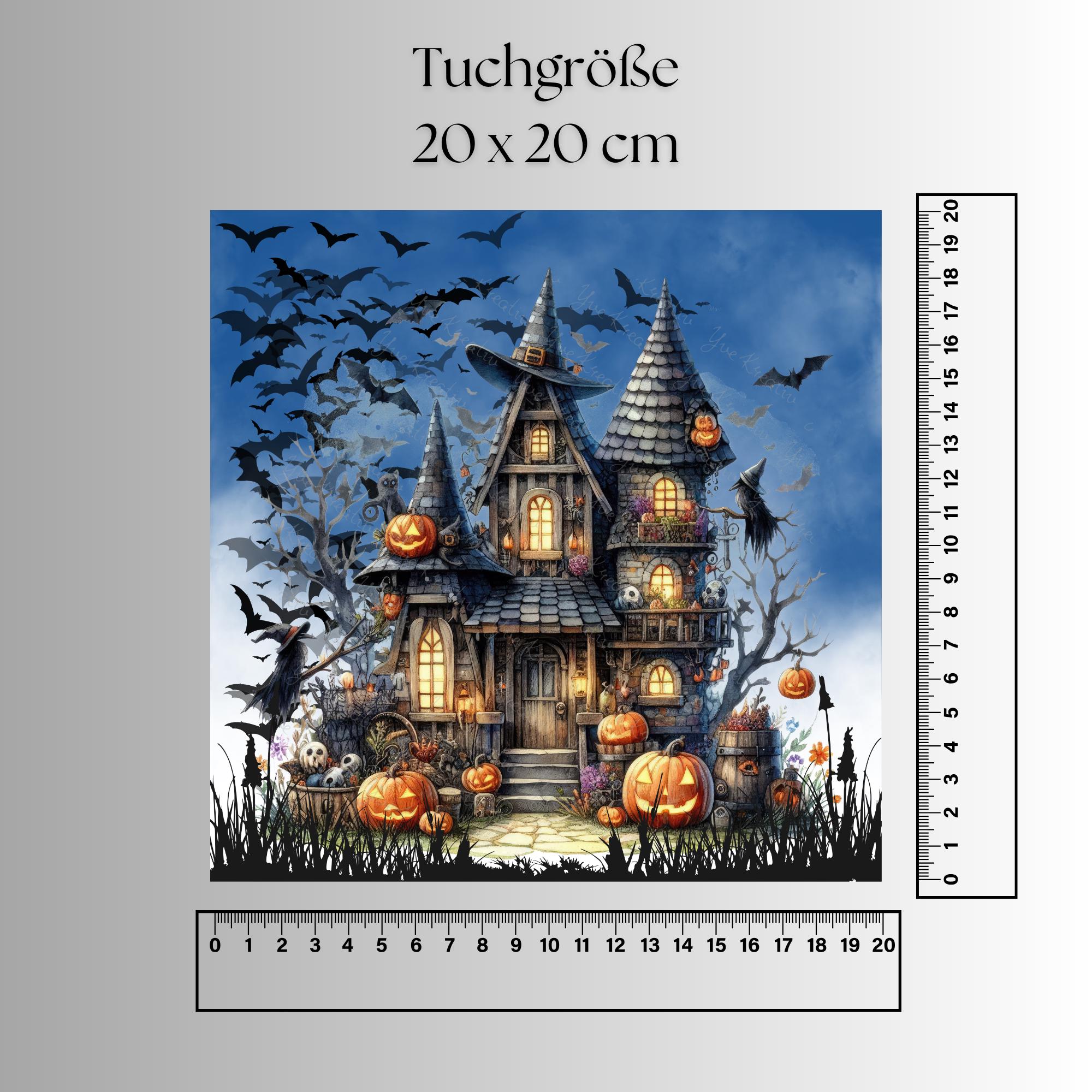Brillenputztuch Geisterschloss bedrucktes Mikrofasertuch für Sonnenbrille Displays Handy Herbst Geschenk Halloween Mitbringsel #SA4