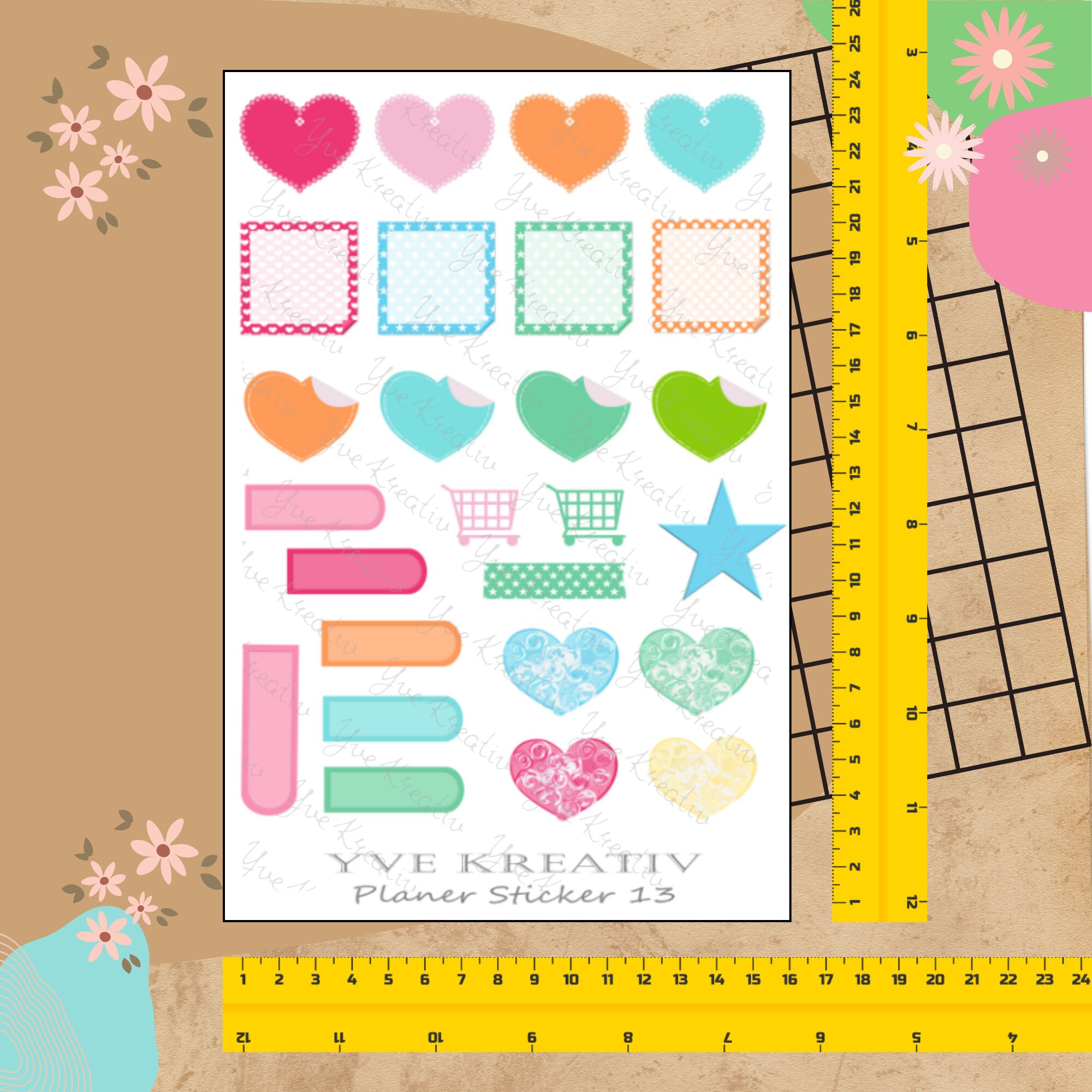 Sticker Planer | 26 große Aufkleber Sticker Bogen Set Stickerbogen  -  Wochenplaner Kalender Bullet Journaling  #SBA5