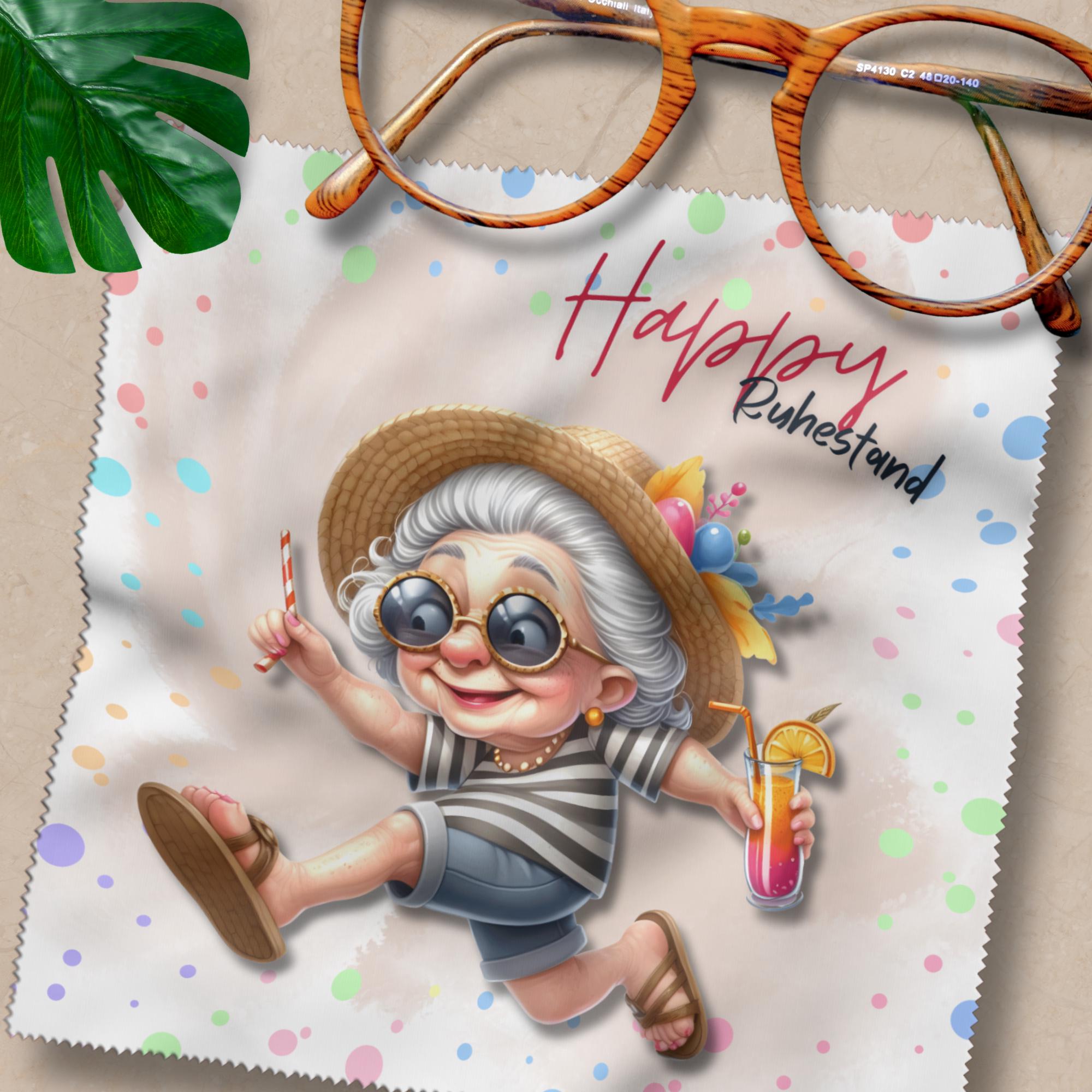 Brillenputztuch Ruhestand bedrucktes Mikrofasertuch für Brille Sonnenbrille Display Handy Geschenk zur Rente Abschied Kollegin #BE11