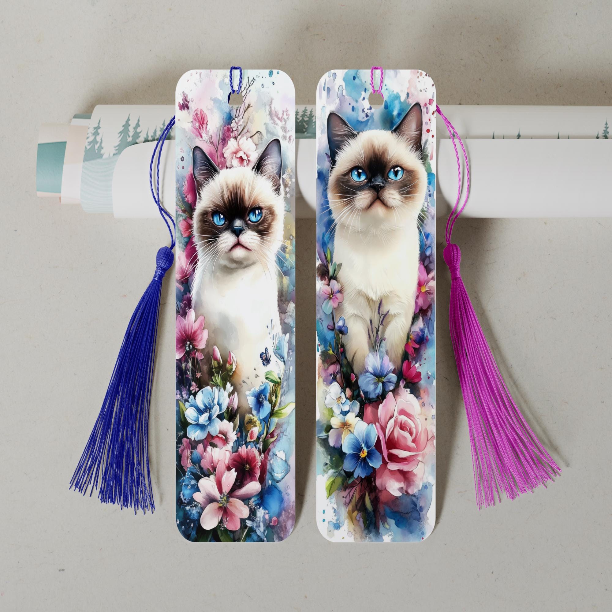 Lesezeichen aus Aluminium Geschenk zum Geburtstag Buchgeschenk "Motiv Katze" Bookmark - 2 Motive zur Auswahl  #LEALU