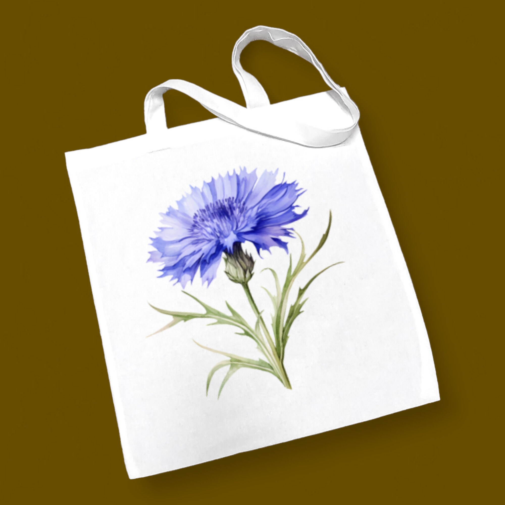 Stofftasche Kornblume Stoffbeutel Einkaufstasche Tasche Geschenk zum Muttertag Geburtstag in Weiß oder Beige  #STSUB
