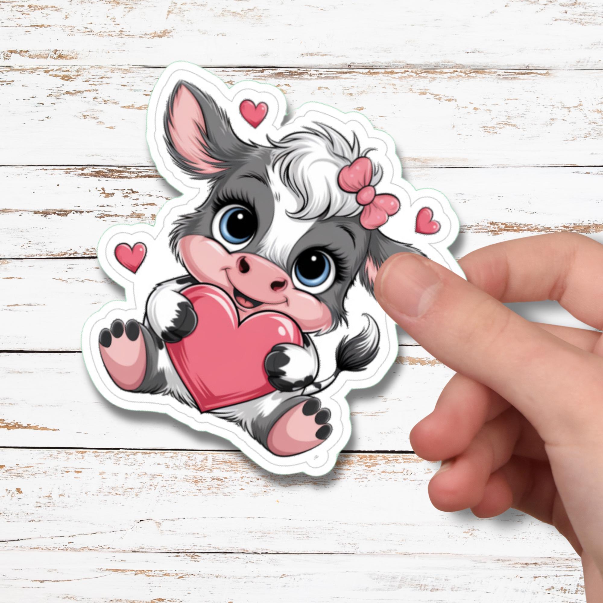 Großer Aufkleber, Love Cow Sticker, großer Koffer Sticker, Kofferaufkleber  -  zur Auswahl in Weiß oder Transparent  #SEG8