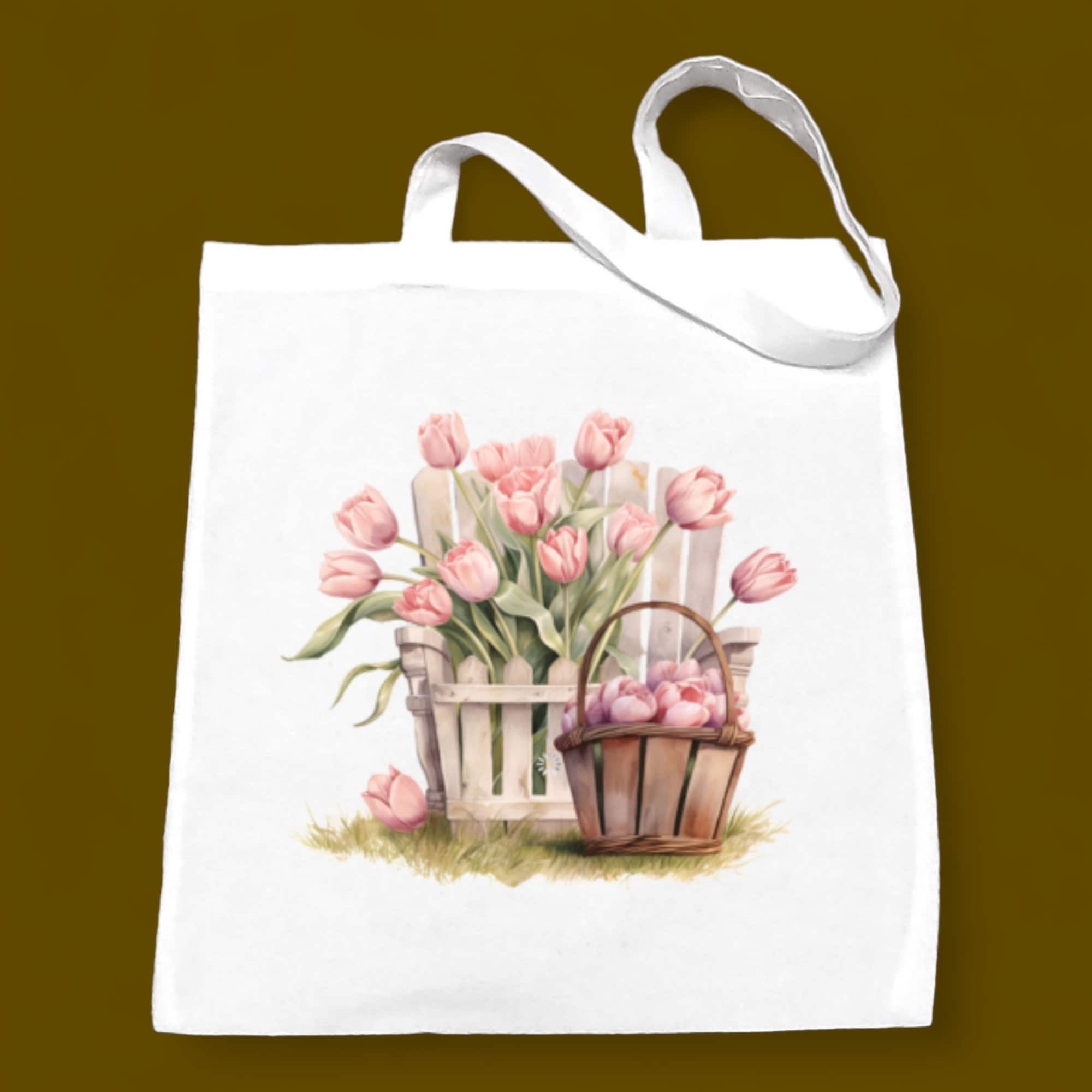 Stofftasche Stoffbeutel "Tulpen Frühling" Einkaufstasche Tasche zum Muttertag Geburtstag für Mama  #STSUB