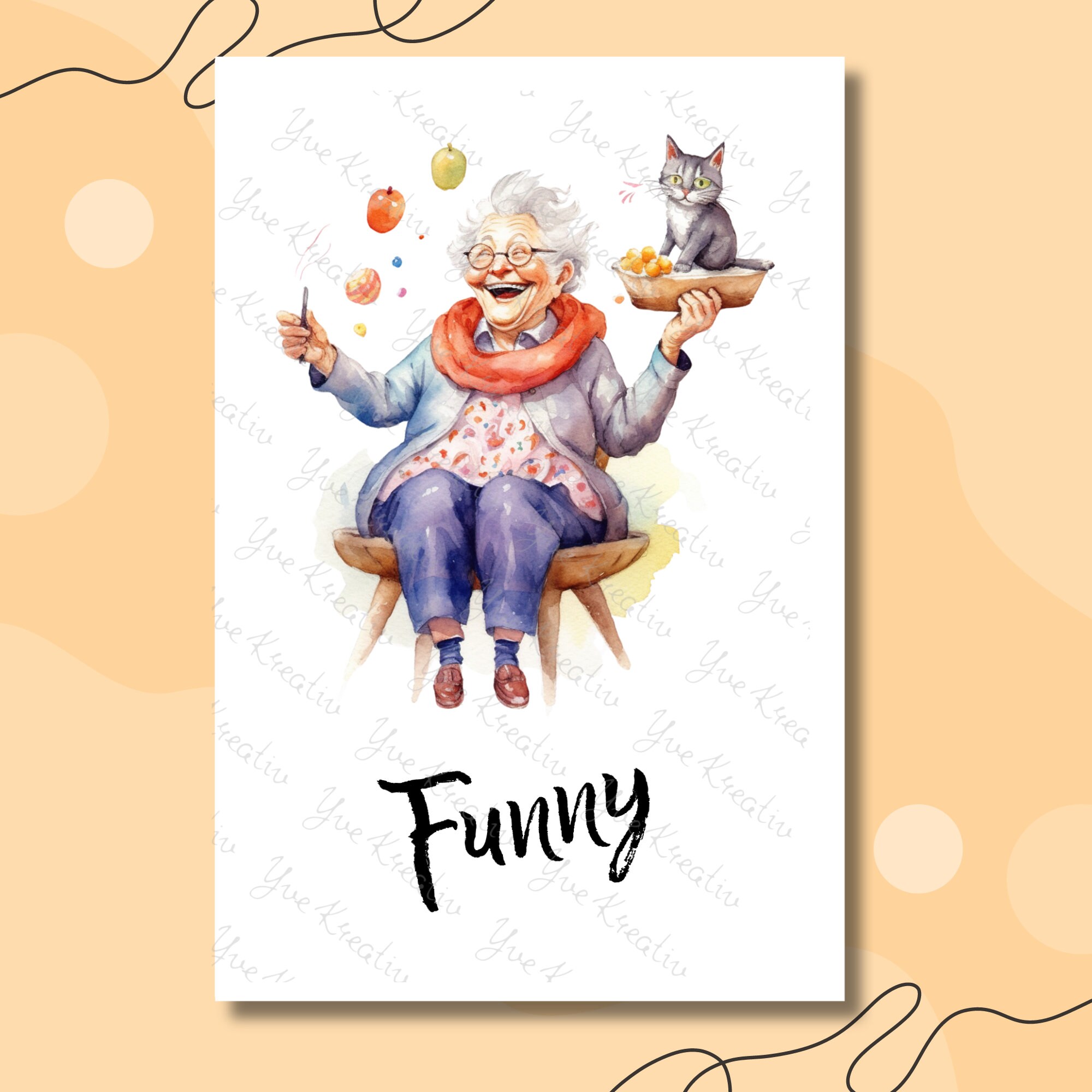 Postkarte, Grußkarte, Karte zum Geburtstag I Crazy, Funny, Lovely I Old Lady, Oma, Großmutter   #PHO