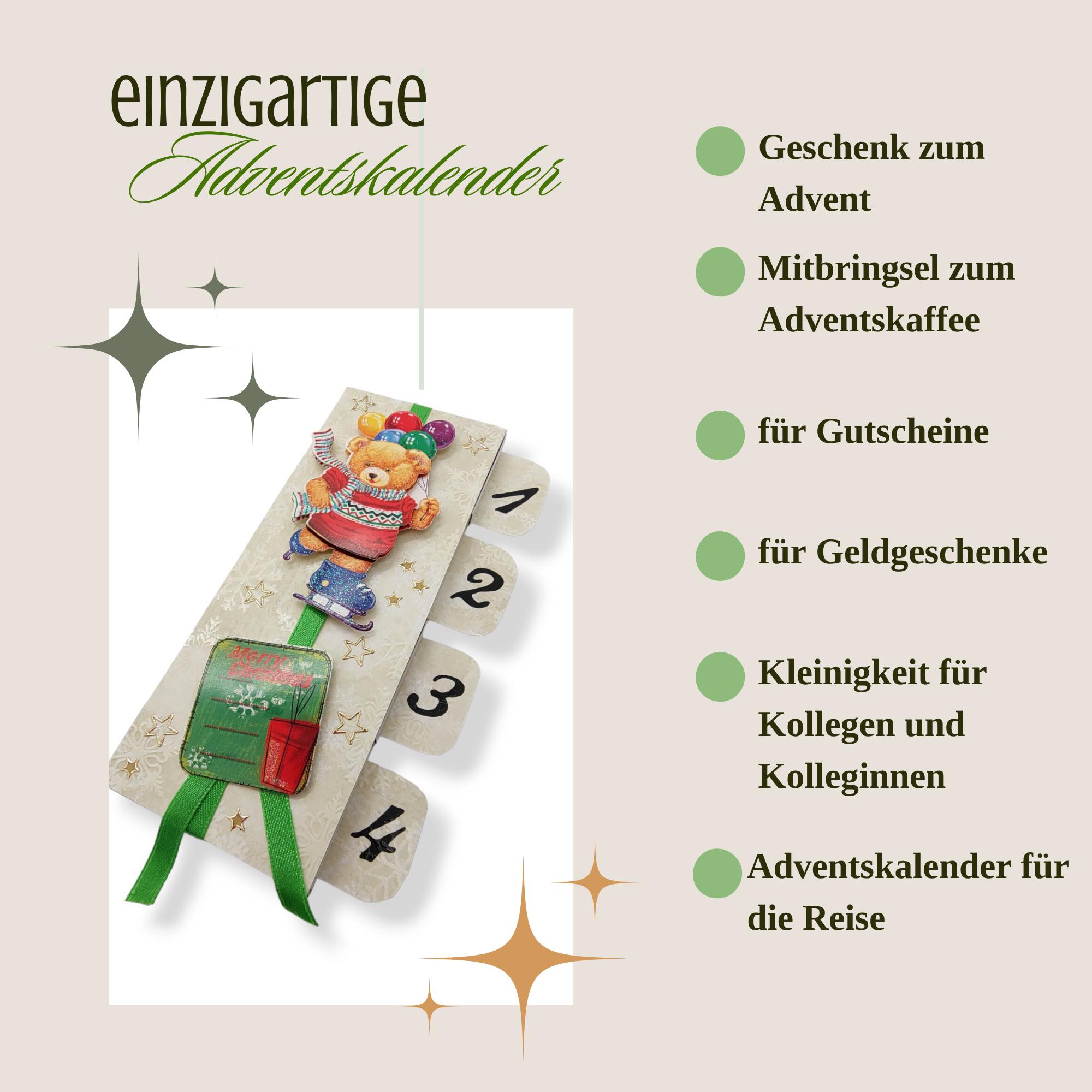 Adventskalender zum Befüllen aus 4 Streichholzschachteln Upcycling kleine Adventsgeschenke Geldgeschenk Weihnachten Mitbringsel #613960890
