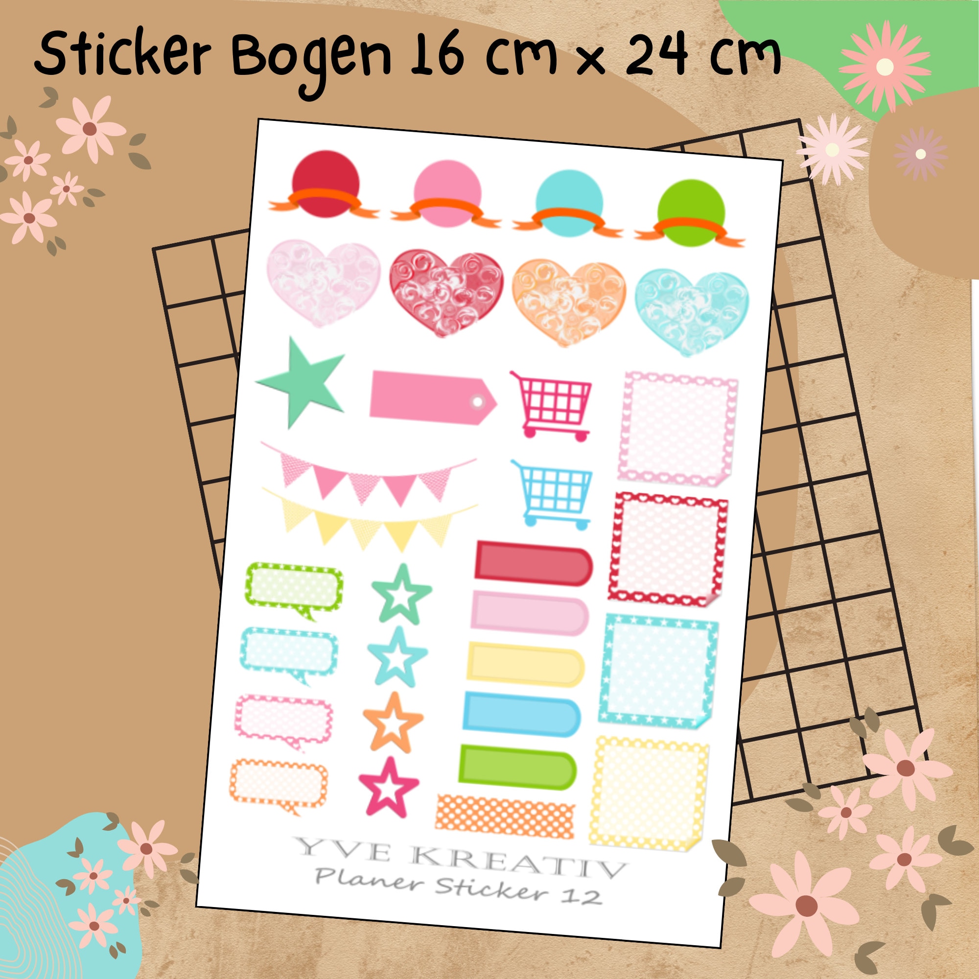 Sticker Planer | über 30 Aufkleber Sticker Bogen Set Stickerbogen  -  Wochenplaner Kalender Bullet Journaling  #SBA5