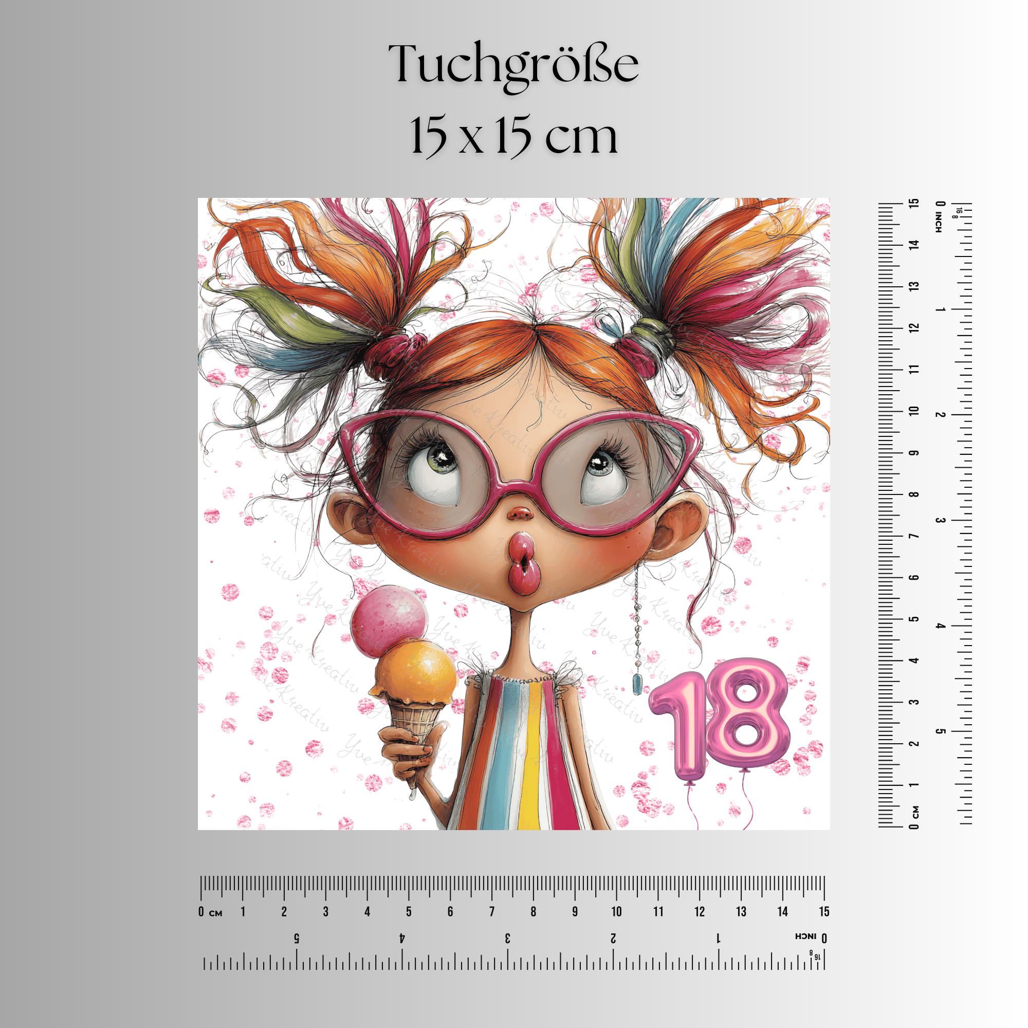 Brillenputztuch 18. Geburtstag Mädchen bedrucktes Mikrofasertuch für Brille Sonnenbrille Displays Handyputztuch Brillentuch Mikrofaser #AL85