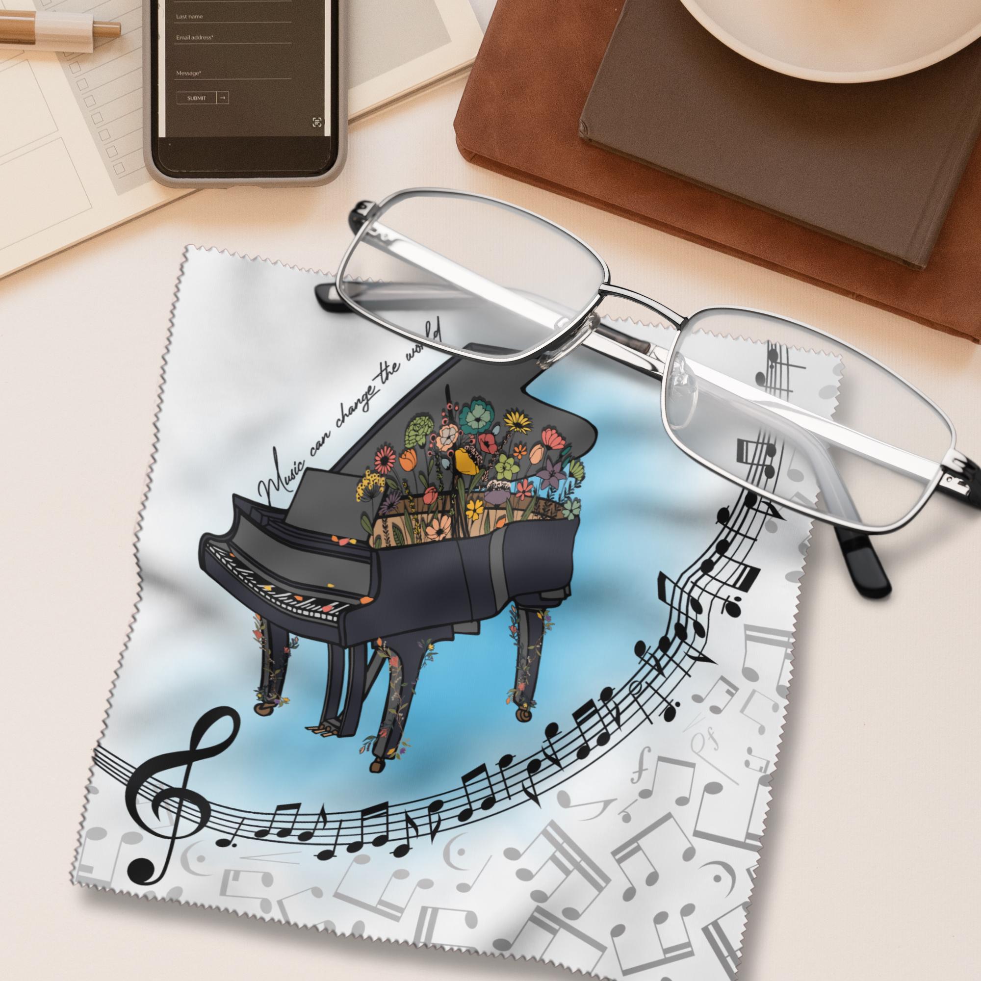 Brillenputztuch Klavier bedrucktes Mikrofasertuch für Brille Sonnenbrille Displays Geschenk Musiker Mitbringsel Musiklehrer  #MC5