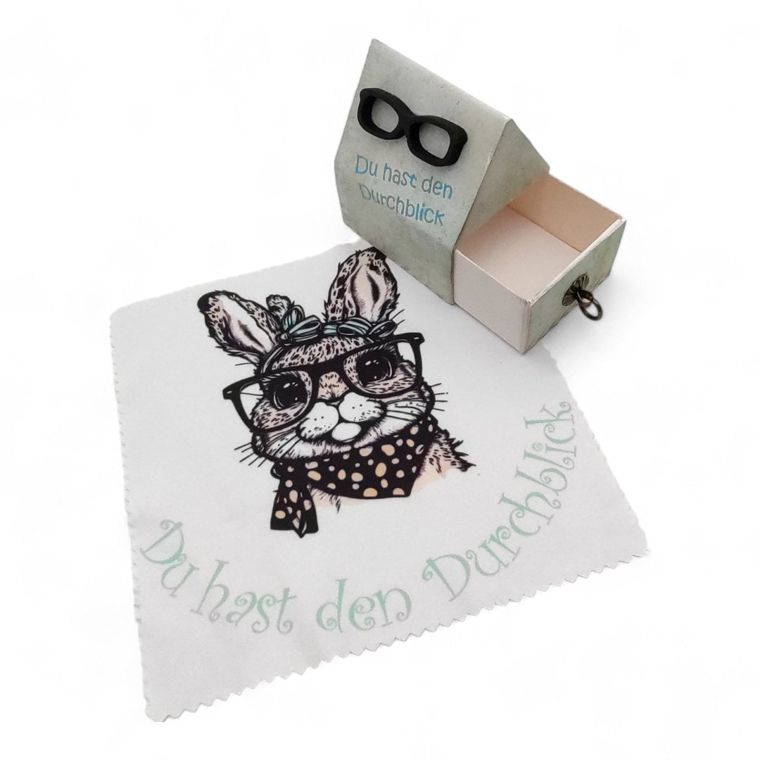 Brillenputztuch in passender Geschenkschachtel Geschenkidee Geldgeschenke SET aus Schachtel und Brillenputztuch