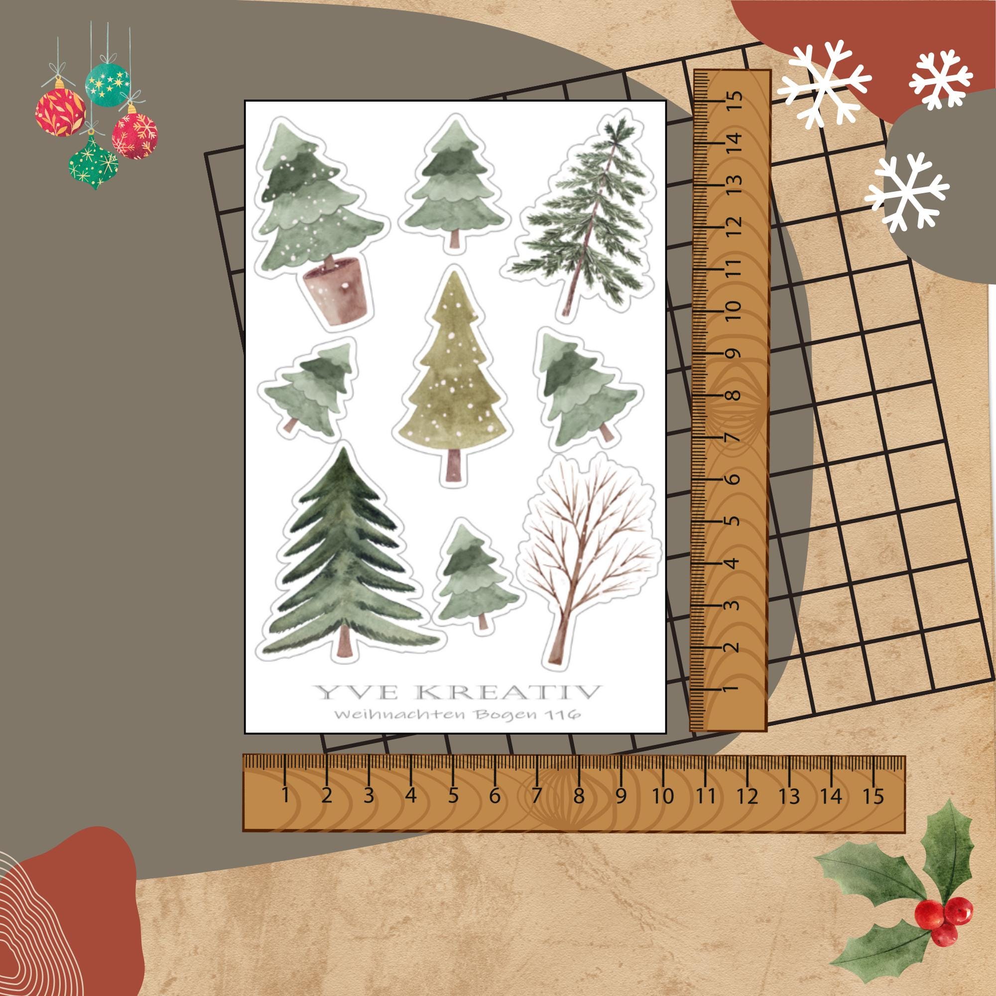 Aufkleber Sticker Bogen "Tannenbäume Wald" | Sticker Set - 3 Stickerbogen zur Auswahl in Weiß - Transparent - Matt - Glanz  #SBA6