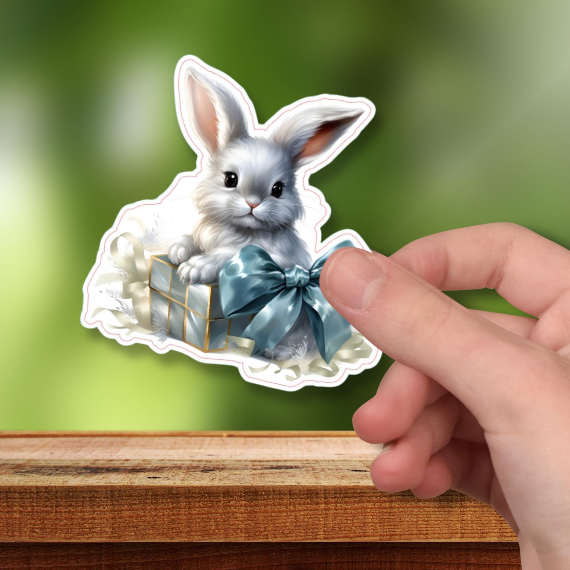 Aufkleber Ostern großer 8 cm Sticker niedliches Häschen Deko Hase Geschenkaufkleber Osterhase - zur Auswahl in Weiß oder Transparent  #SEG8