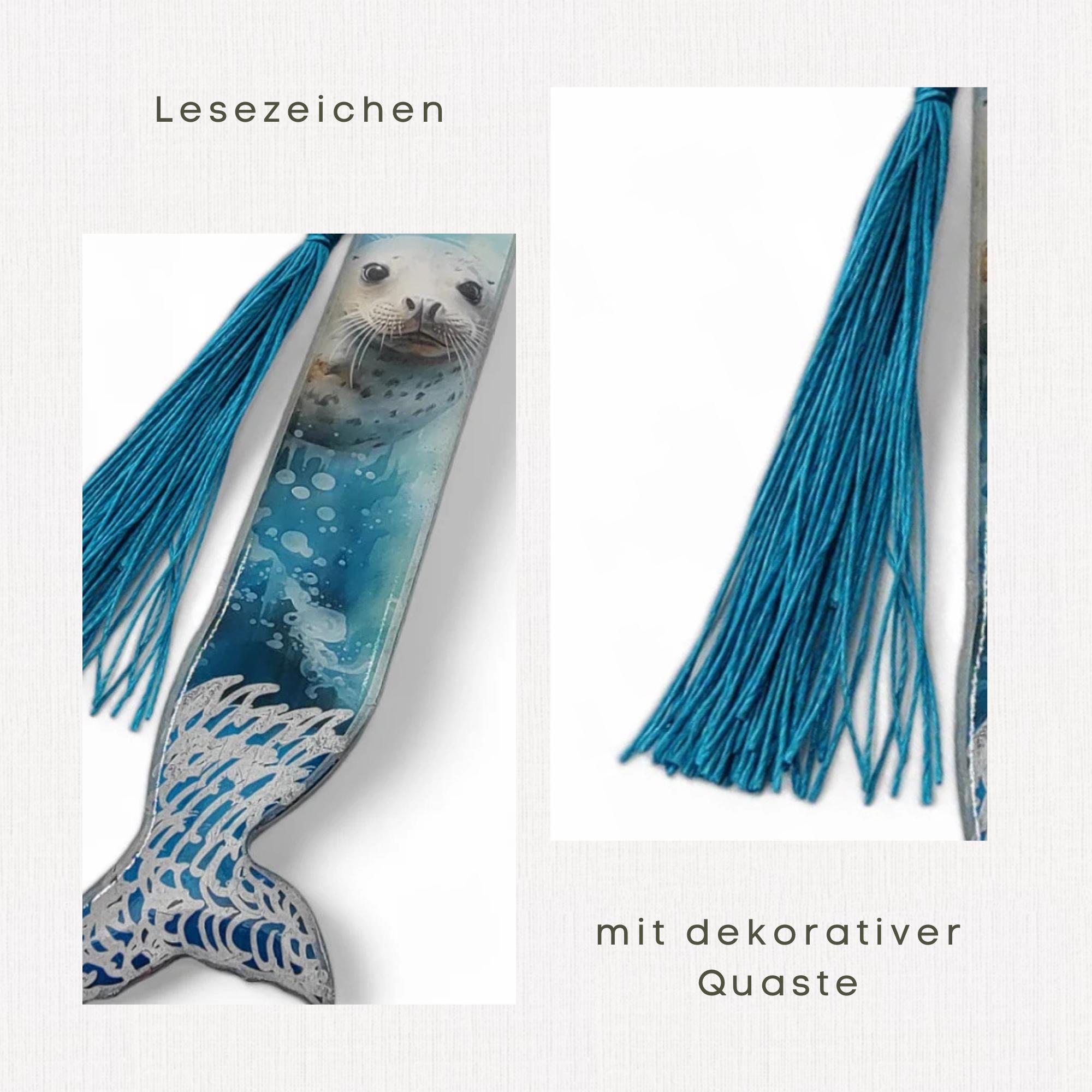 Lesezeichen aus Epoxidharz transparent Robbe Geschenk Geburtstag Urlaub Mitbringsel zum Buchgeschenk Maritim Seehund #LEEPOX