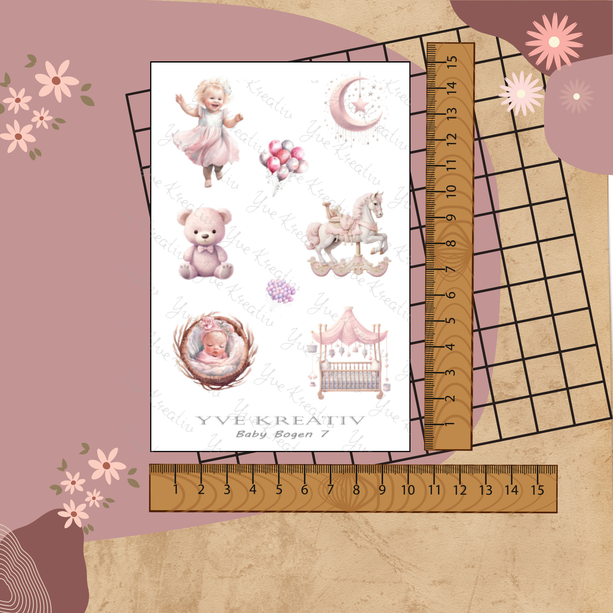 Stickerbogen "Baby Girl - Babyparty - Geburt" | Sticker Set - Aufkleber 2 Bögen zur Auswahl in Weiß - Transparent - Matt - Glanz  #SBA6