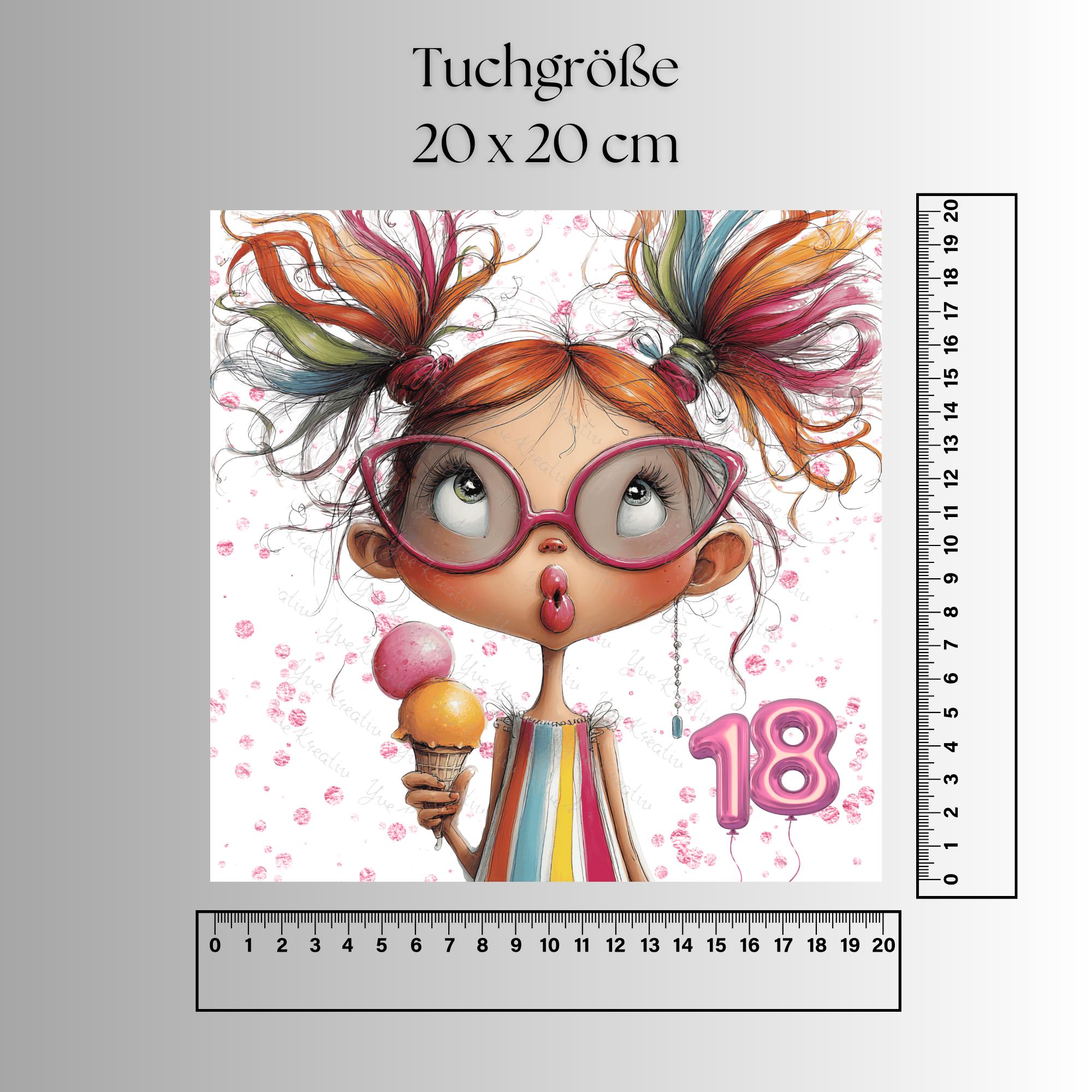 Brillenputztuch 18. Geburtstag Mädchen bedrucktes Mikrofasertuch für Brille Sonnenbrille Displays Handyputztuch Brillentuch Mikrofaser #AL85