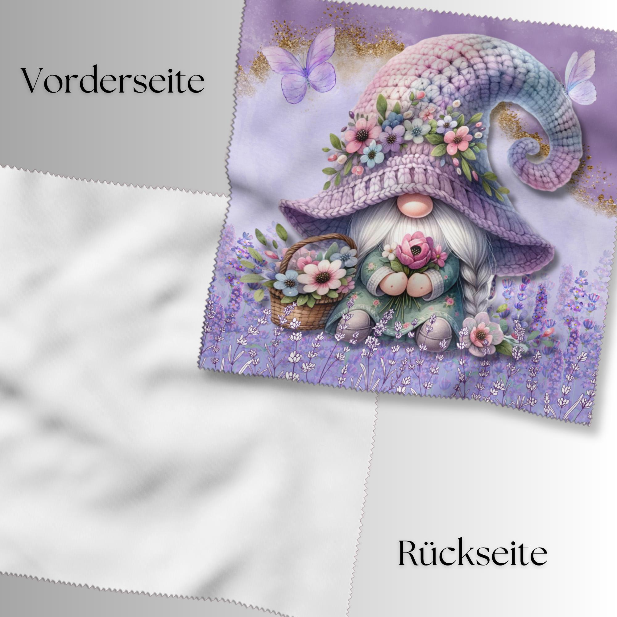 Brillenputztuch Lila Wichtel bedrucktes Mikrofasertuch für Sonnenbrille Tuch für Displays Geschenk Geburtstag Mitbringsel Freundin #FA8