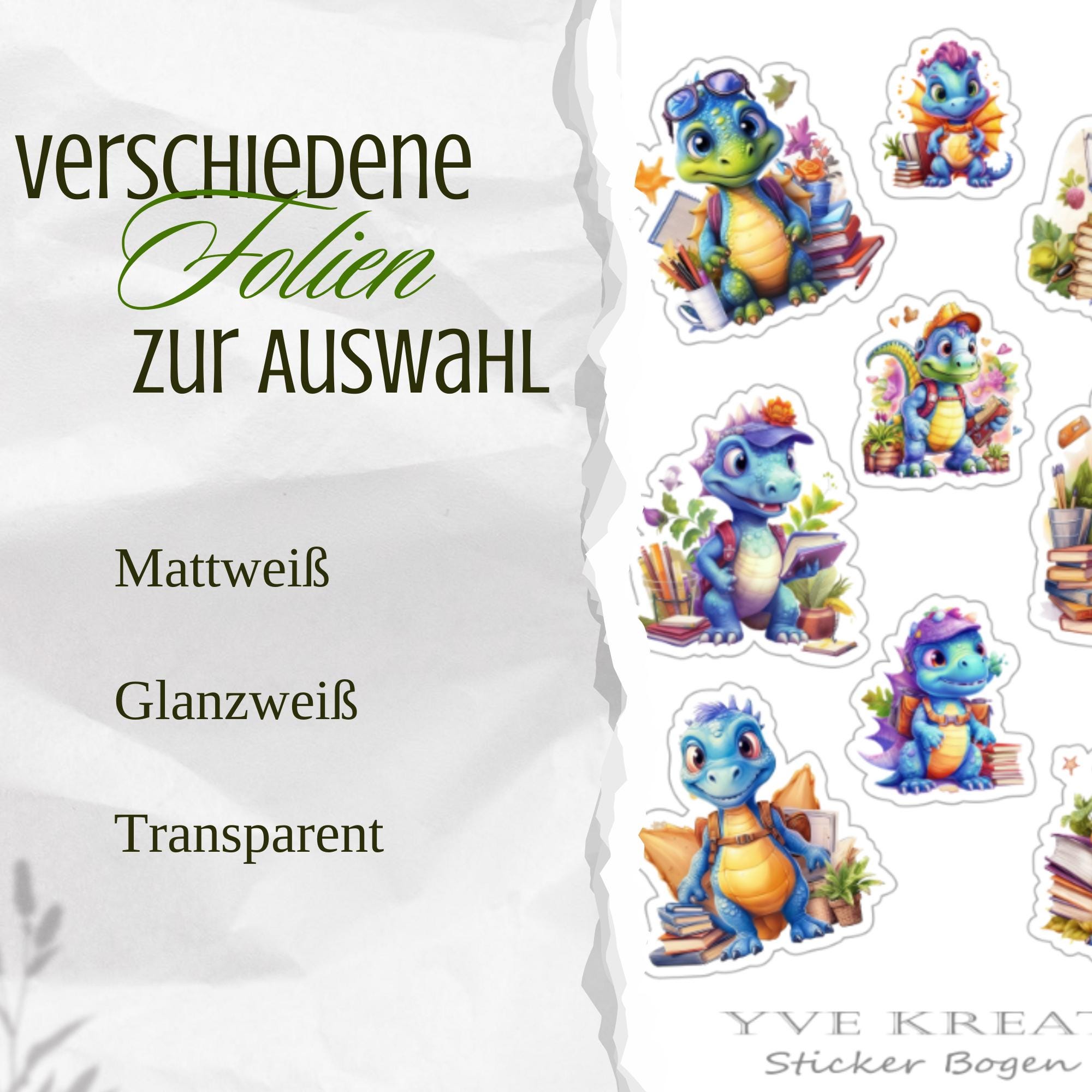 Sticker Bogen Dinos Aufkleber Schule Einschulung Dinosaurier | Set - 3 Stickerbogen zur Auswahl in Weiß - Transparent #SBA6 Sticker Bogen Dinos Aufkleber Schule Einschulung Dinosaurier | Set - 3 Stickerbogen zur Auswahl in Weiß - Transparent #SBA6