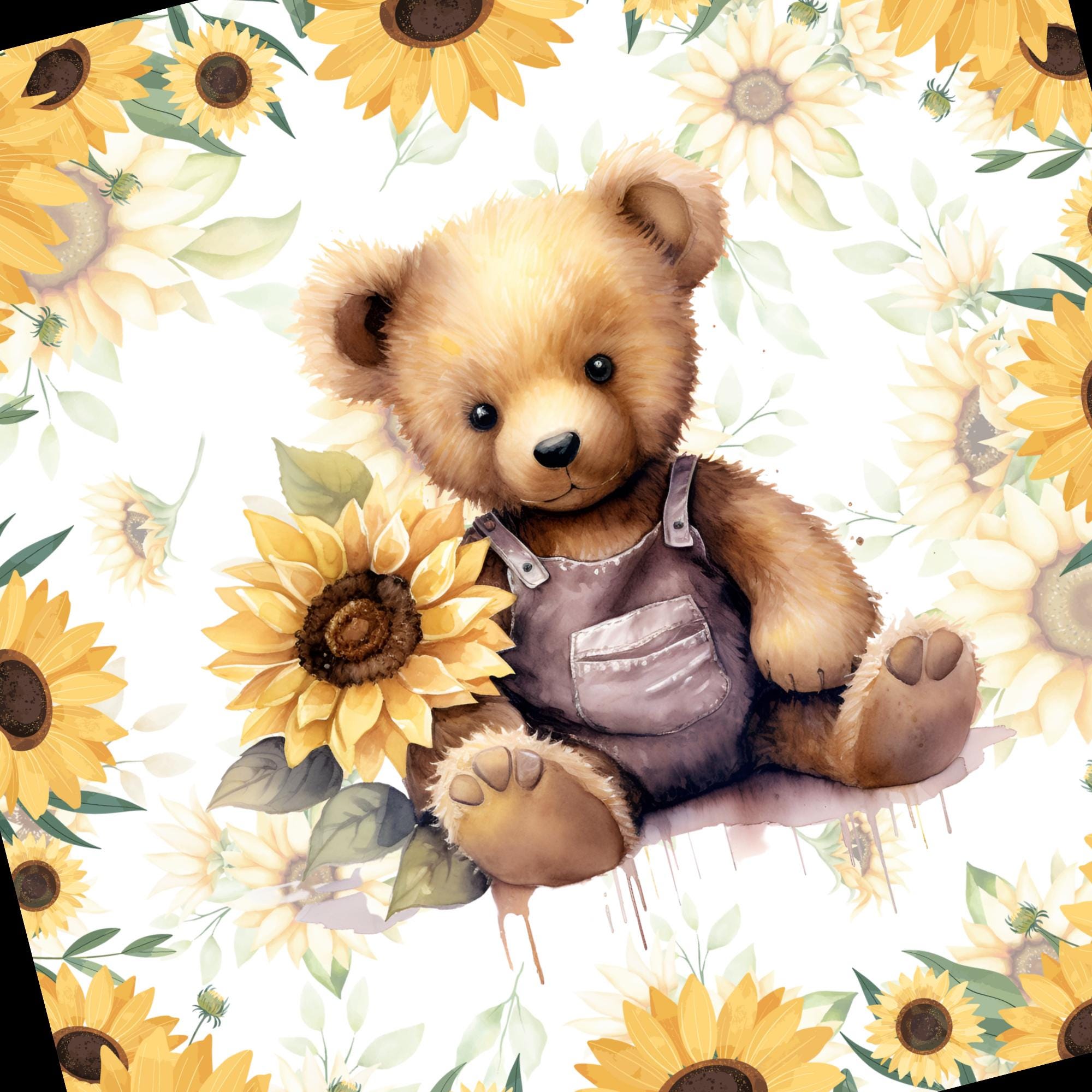 Brillenputztuch Teddy Bär Geschenk Freundin Mitbringsel Sonnenblume bedrucktes Mikrofasertuch für Sonnenbrille Brillentuch #TI151