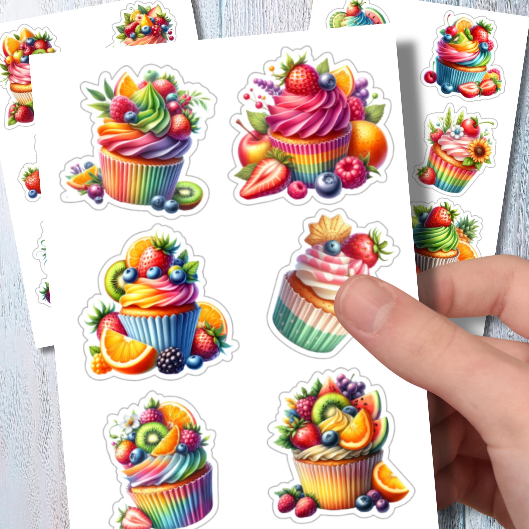 Aufkleber Cupcake Sticker Muffin Sommer | Sticker Bogen Set - 3 Stickerbogen zur Auswahl in Weiß - Transparent - Matt - Glanz  #SBA6