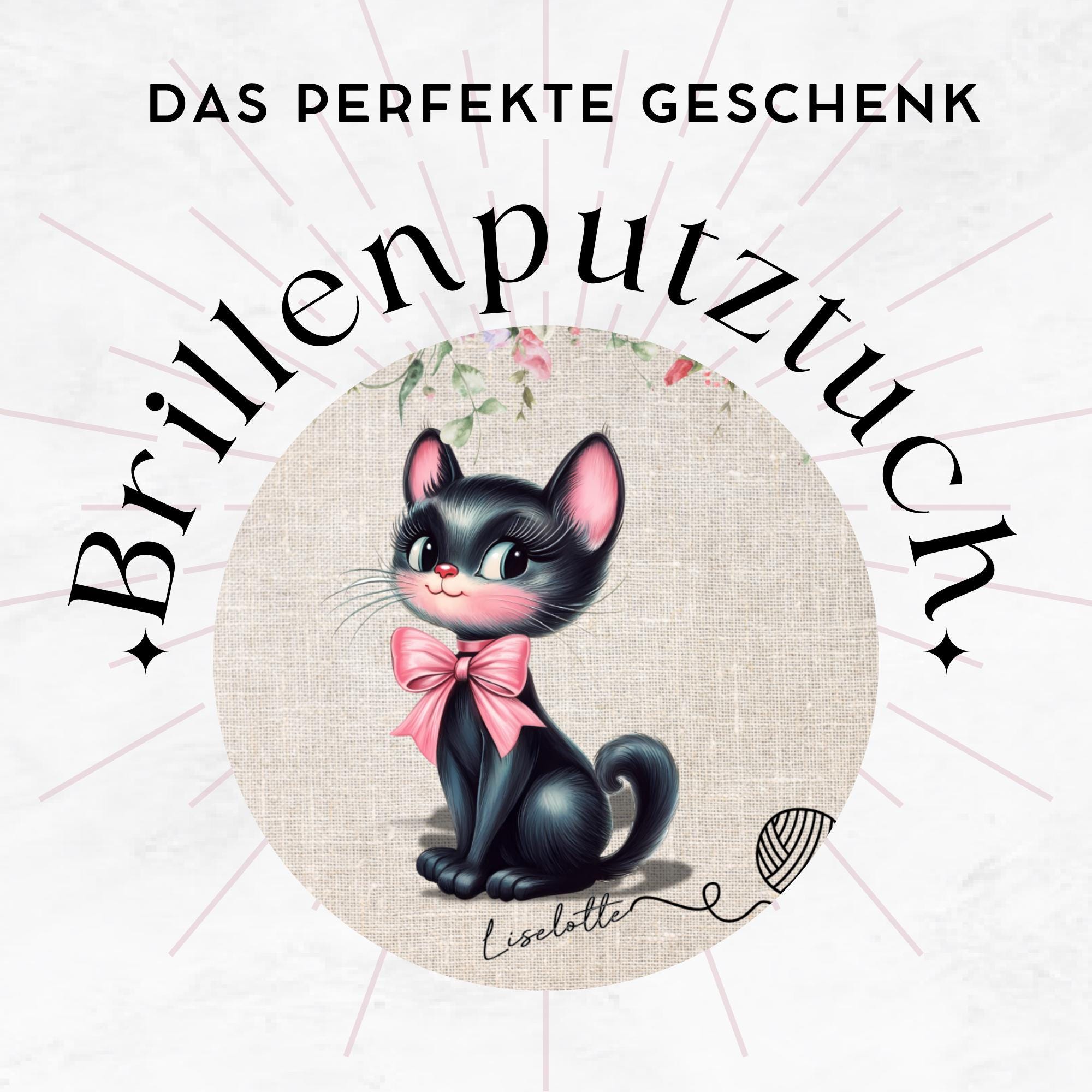 Brillenputztuch Katze personalisiert mit Namen bedrucktes Mikrofasertuch für Brille Displays Sonnenbrille Geschenk Katzenmama #TI141P