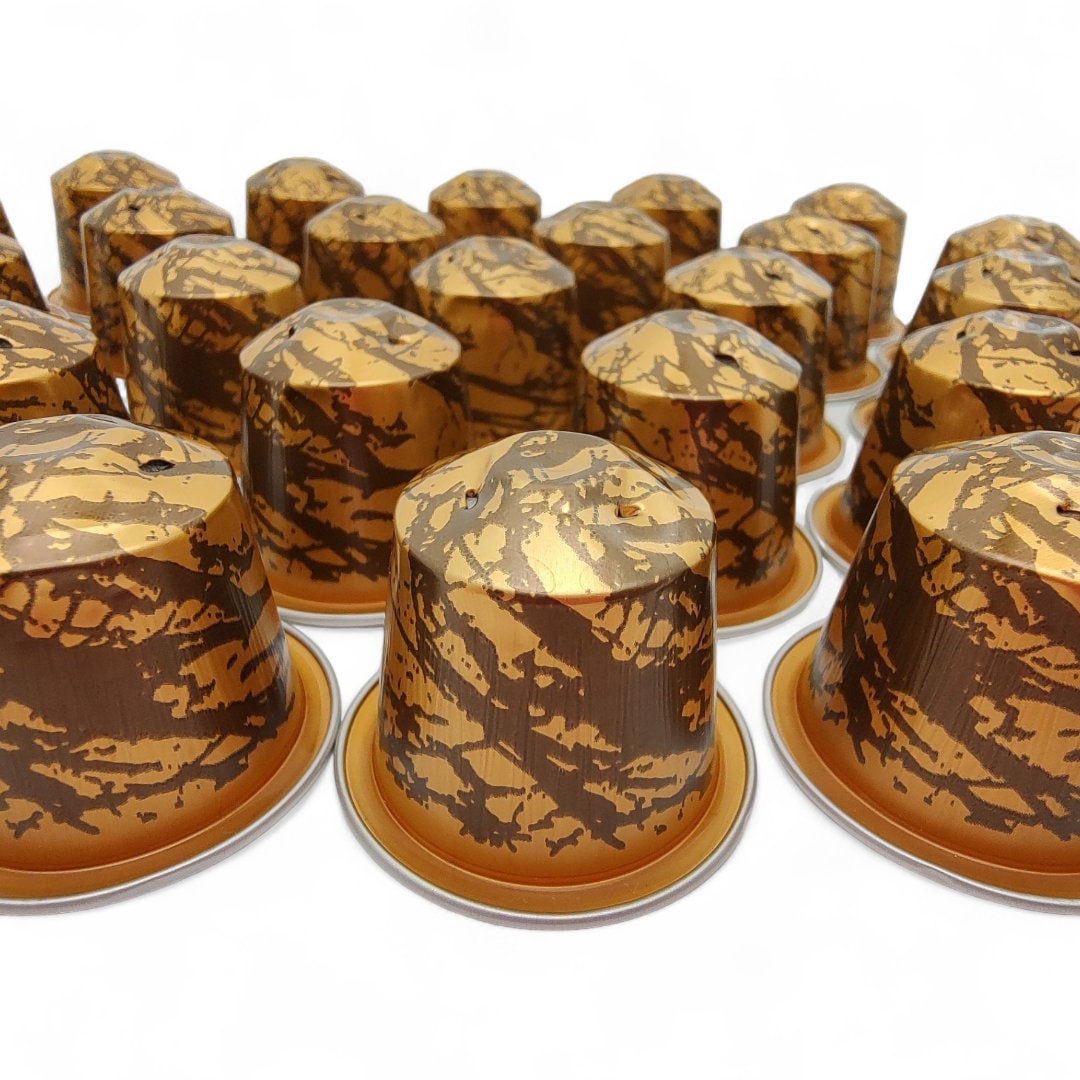 10 leere Kaffeekapseln Farbe : gold "marmoriert" zum Basteln und Gestalten für Dein DIY Projekt  #KNS