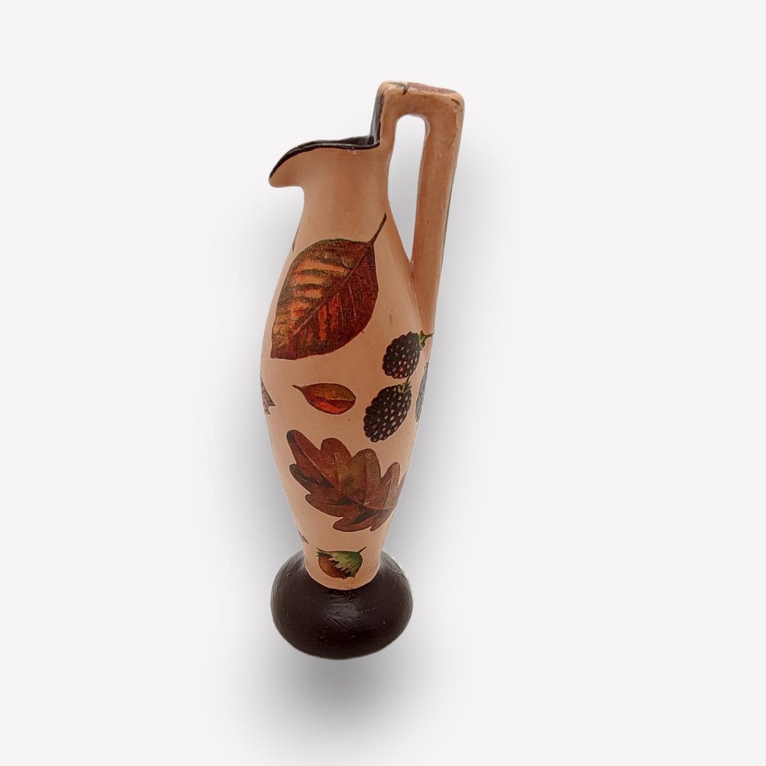Tonvase / Karaffe "Herbst" verziert mit Serviettentechnik