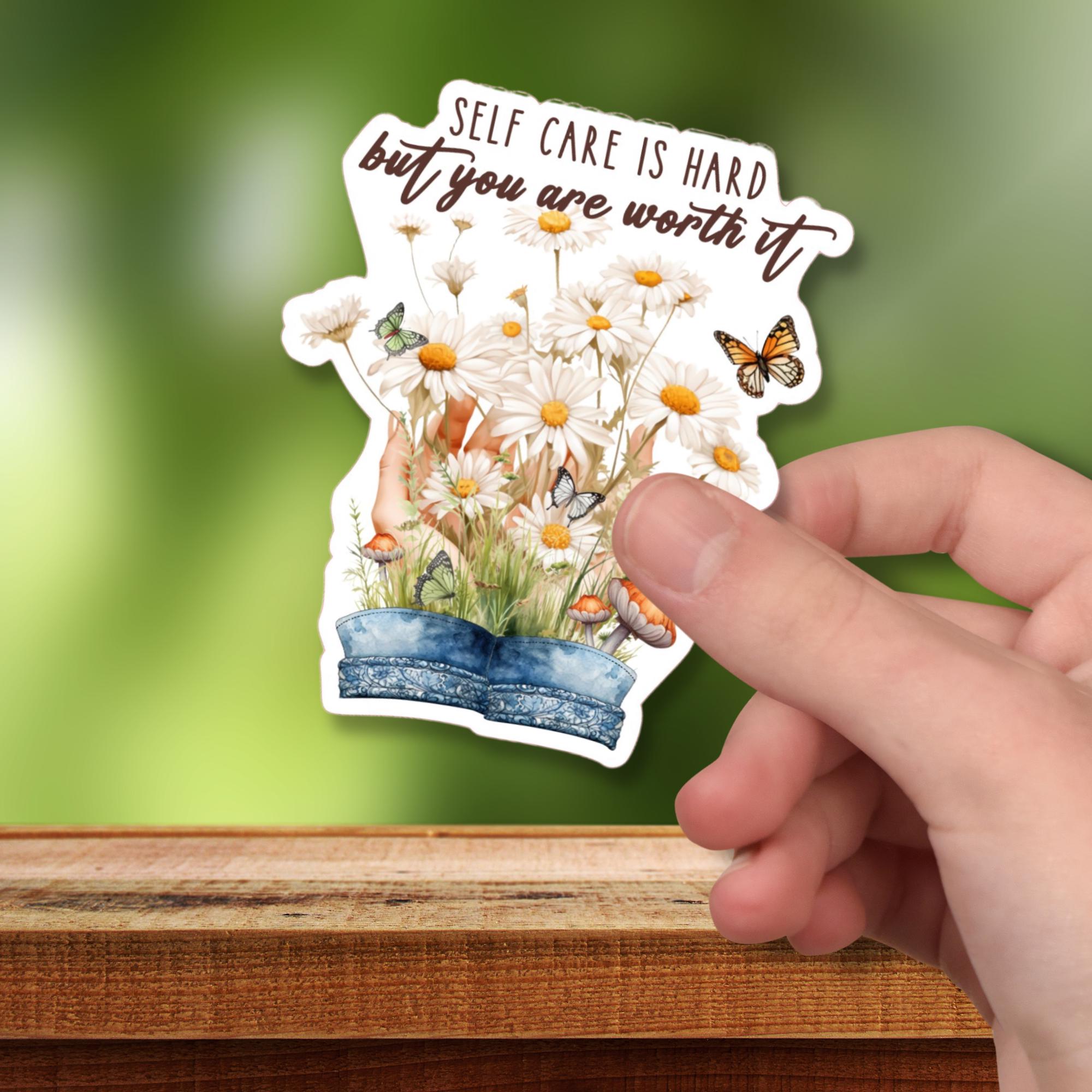 Kofferaufkleber, Geschenkaufkleber, Aufkleber Motivation, großer Blumen Sticker I zur Auswahl in Weiß oder Transparent  #SEG8
