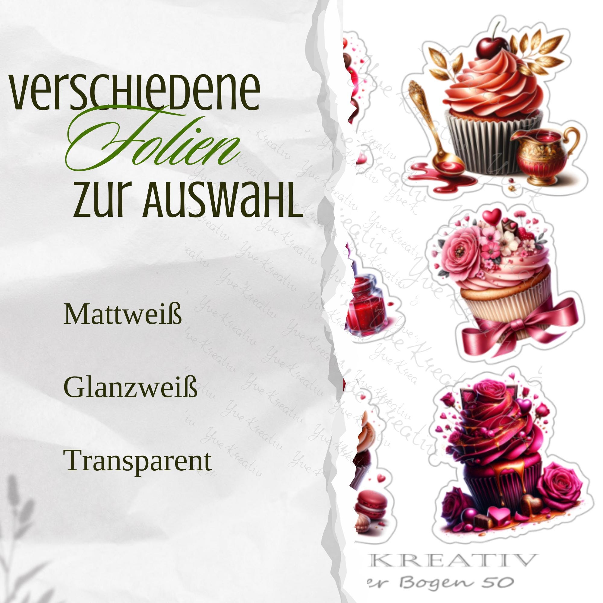 Aufkleber Cupcake Sommer Sticker Bogen Erdbeere Muffin Stickerbogen 3 Bögen zur Auswahl in Weiß - Transparent - Matt - Glanz #SBA6 Aufkleber Cupcake Sommer Sticker Bogen Erdbeere Muffin Stickerbogen 3 Bögen zur Auswahl in Weiß - Transparent - Matt - Glanz #SBA6