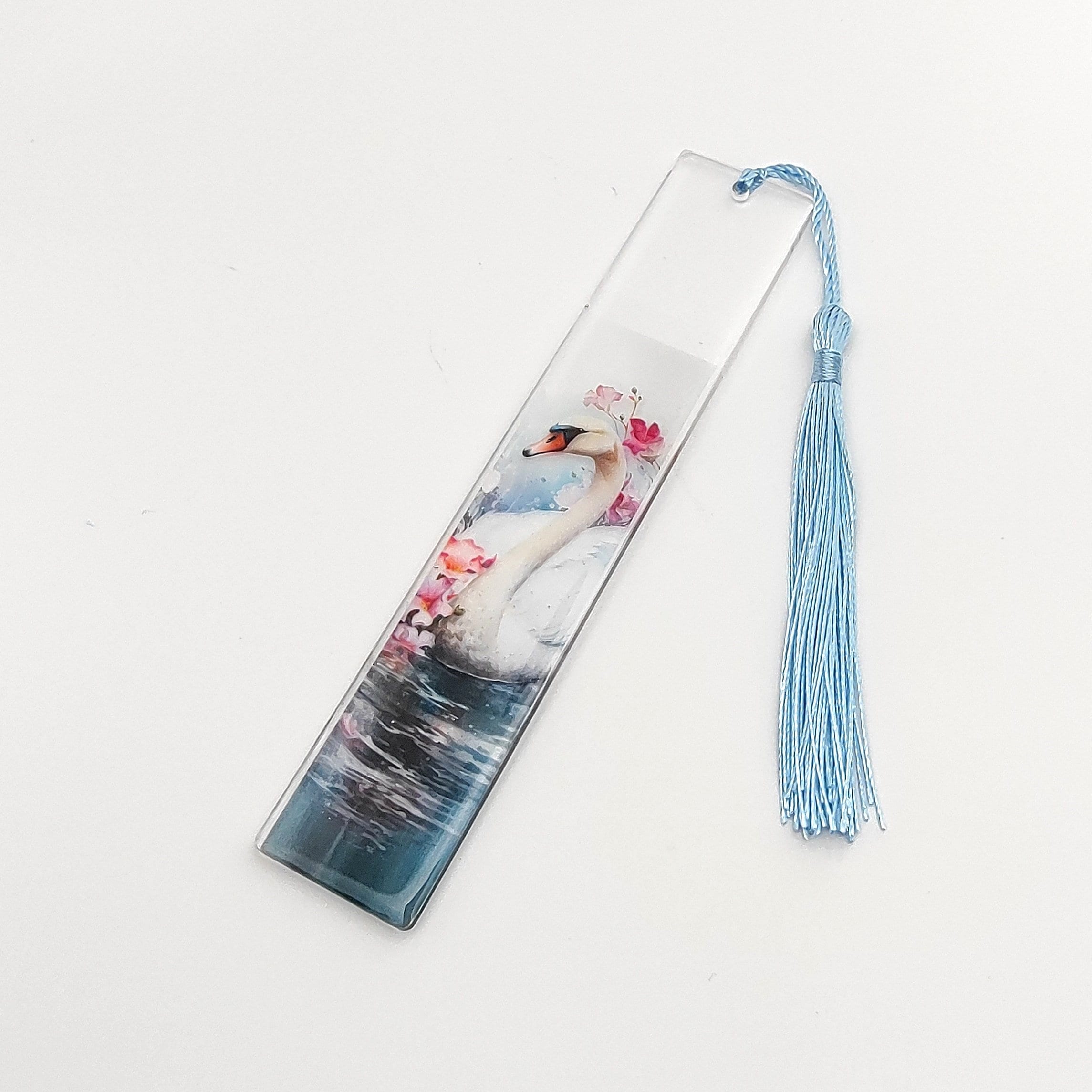 Lesezeichen aus Epoxidharz transparent Schwan Geschenk Geburtstag Mitbringsel zum Buchgeschenk #LEEPOX