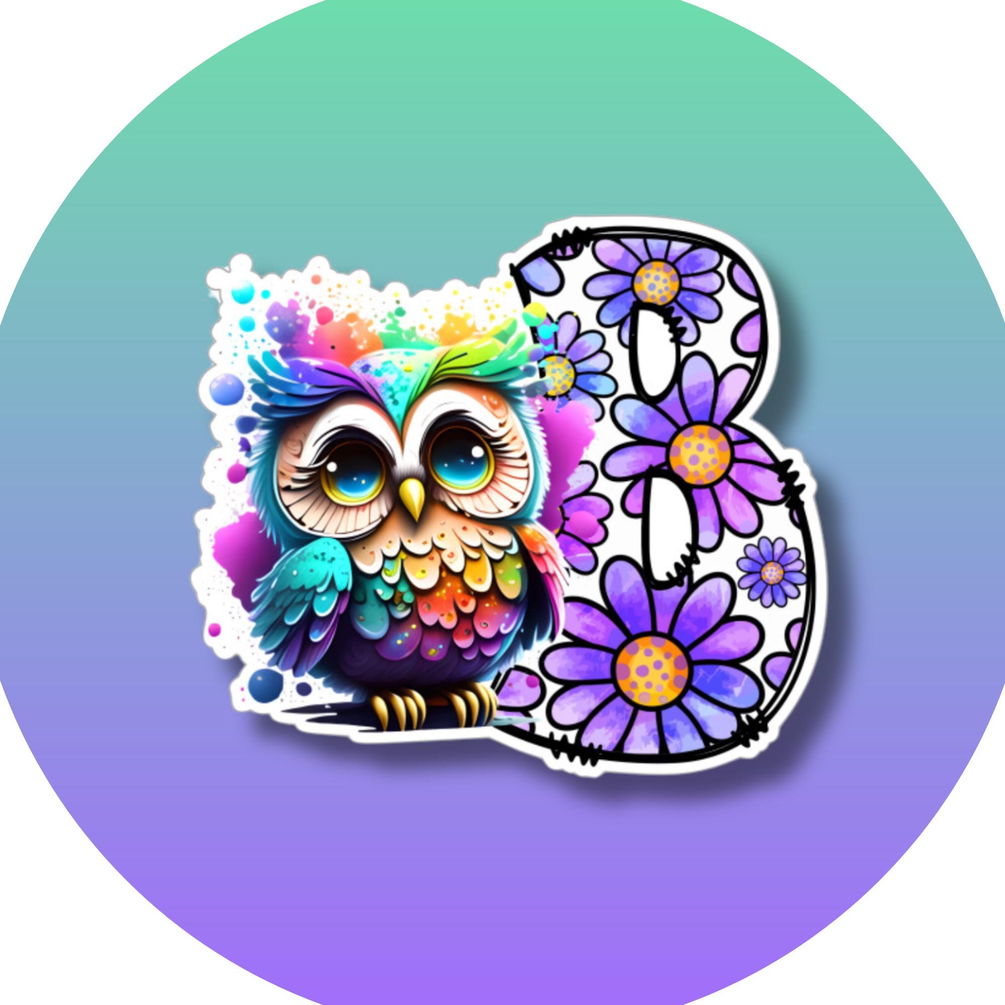Großer Aufkleber, ABC Sticker, Eule, Uhu, Blumen zur Auswahl in Weiß oder Transparent #SEG8 Großer Aufkleber, ABC Sticker, Eule, Uhu, Blumen zur Auswahl in Weiß oder Transparent #SEG8