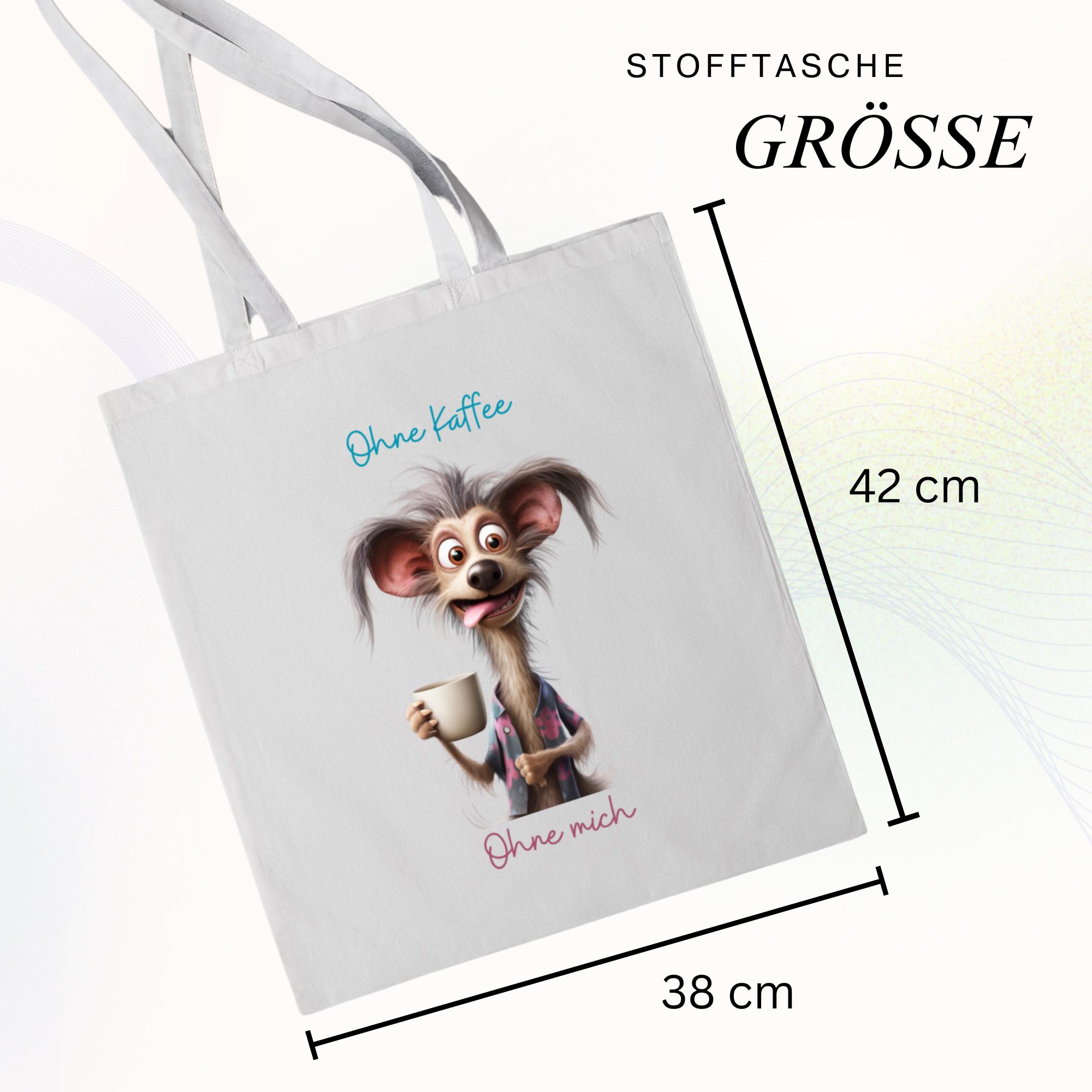 Stofftasche lustiger Hund Stoffbeutel Einkaufstasche Tragetasche Crazy Coffee Dogs Geschenk Kaffeetrinker Mitbringsel  #STSUB